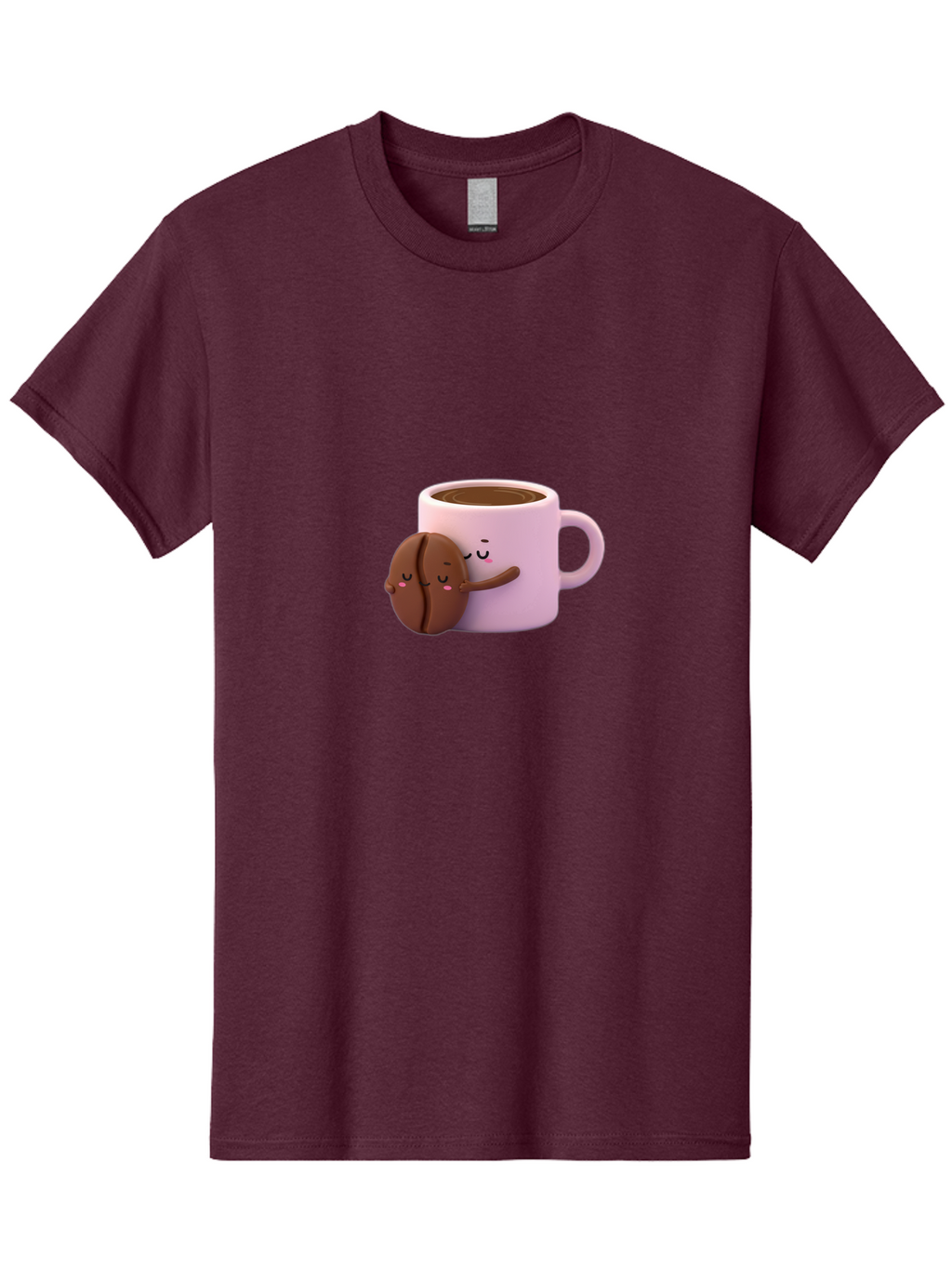 Coffee-Mug-Hugging-Cookie Men'S Graphic Tee, 100% Cotton, Comfortable Casual Summer Wear, Machine Washable, Cartoon Coffee Mug, Chocolate Chip Cookie, Kawaii Characters, Adorable Hugs, Happy Faces, Coffee Break, Sweet Treats, Yummy Goodies Bab803