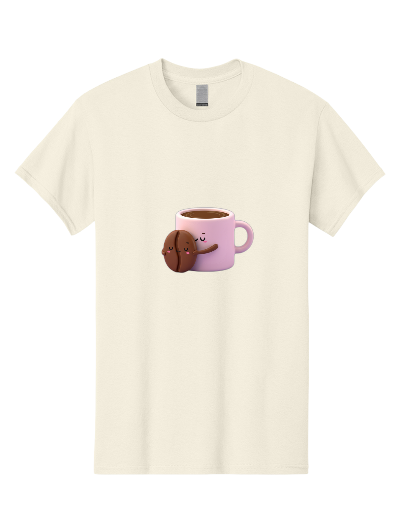 Coffee-Mug-Hugging-Cookie Men'S Graphic Tee, 100% Cotton, Comfortable Casual Summer Wear, Machine Washable, Cartoon Coffee Mug, Chocolate Chip Cookie, Kawaii Characters, Adorable Hugs, Happy Faces, Coffee Break, Sweet Treats, Yummy Goodies Bab803