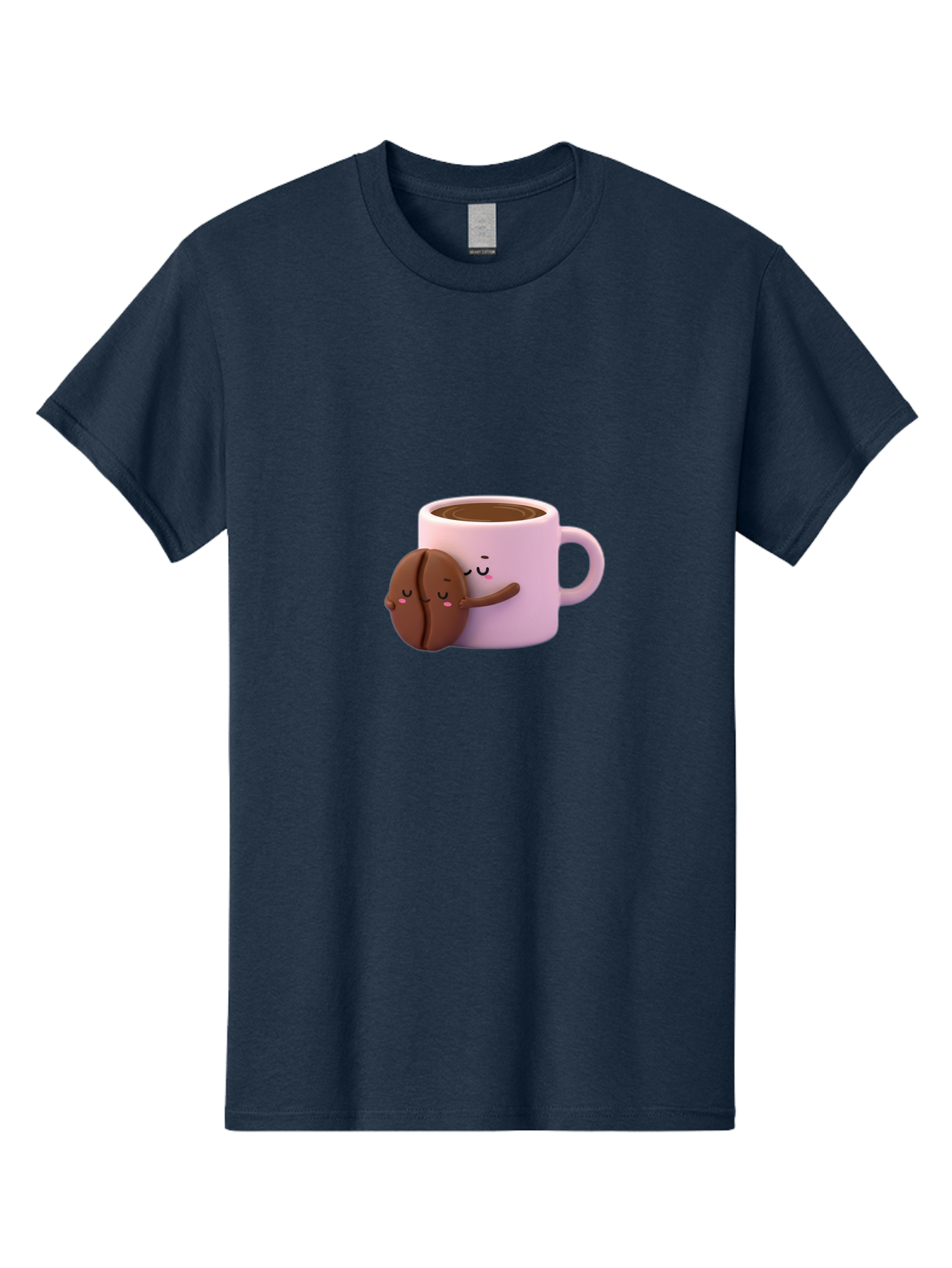 Coffee-Mug-Hugging-Cookie Men'S Graphic Tee, 100% Cotton, Comfortable Casual Summer Wear, Machine Washable, Cartoon Coffee Mug, Chocolate Chip Cookie, Kawaii Characters, Adorable Hugs, Happy Faces, Coffee Break, Sweet Treats, Yummy Goodies Bab803