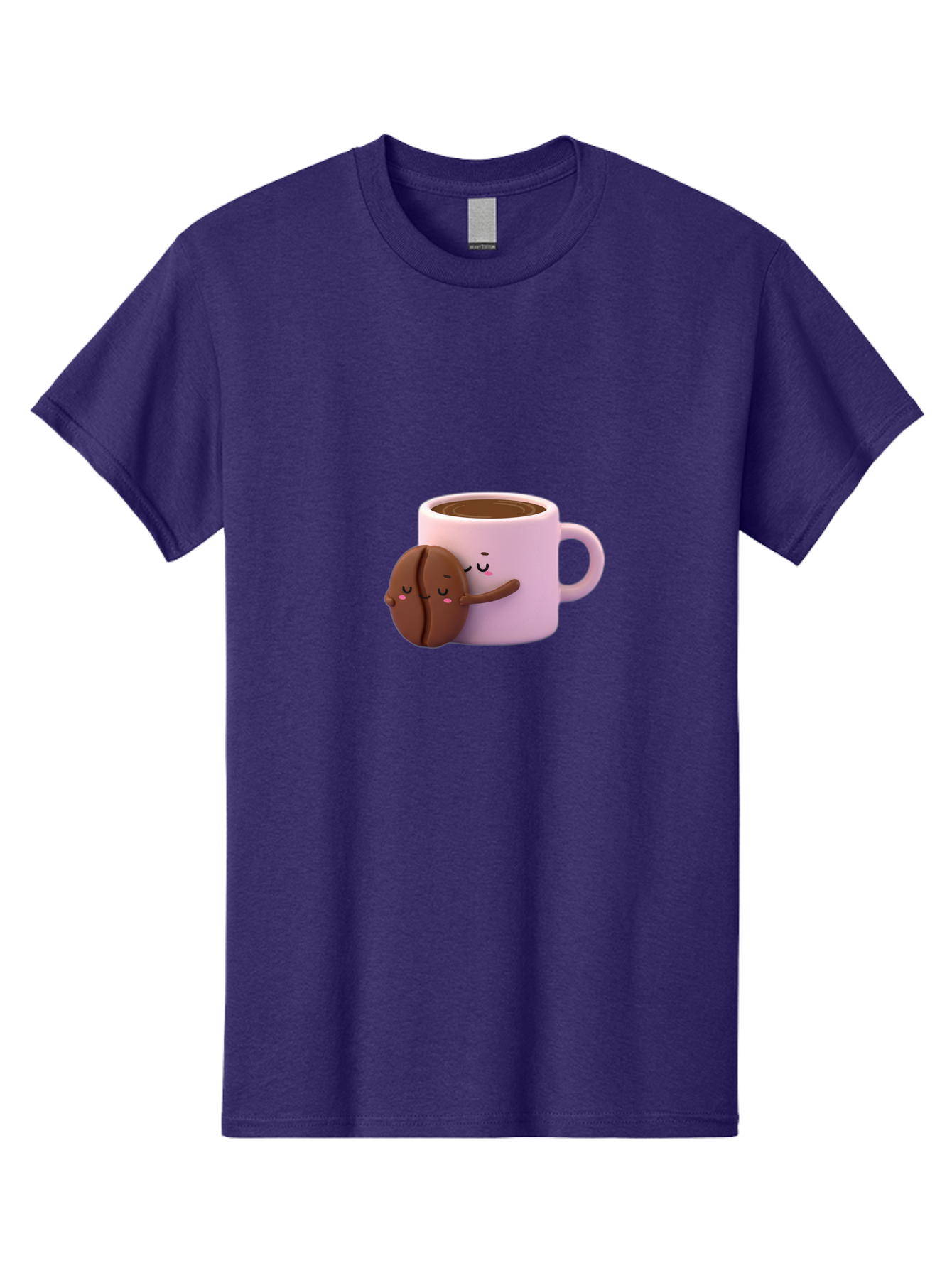 Coffee-Mug-Hugging-Cookie Men'S Graphic Tee, 100% Cotton, Comfortable Casual Summer Wear, Machine Washable, Cartoon Coffee Mug, Chocolate Chip Cookie, Kawaii Characters, Adorable Hugs, Happy Faces, Coffee Break, Sweet Treats, Yummy Goodies Bab803