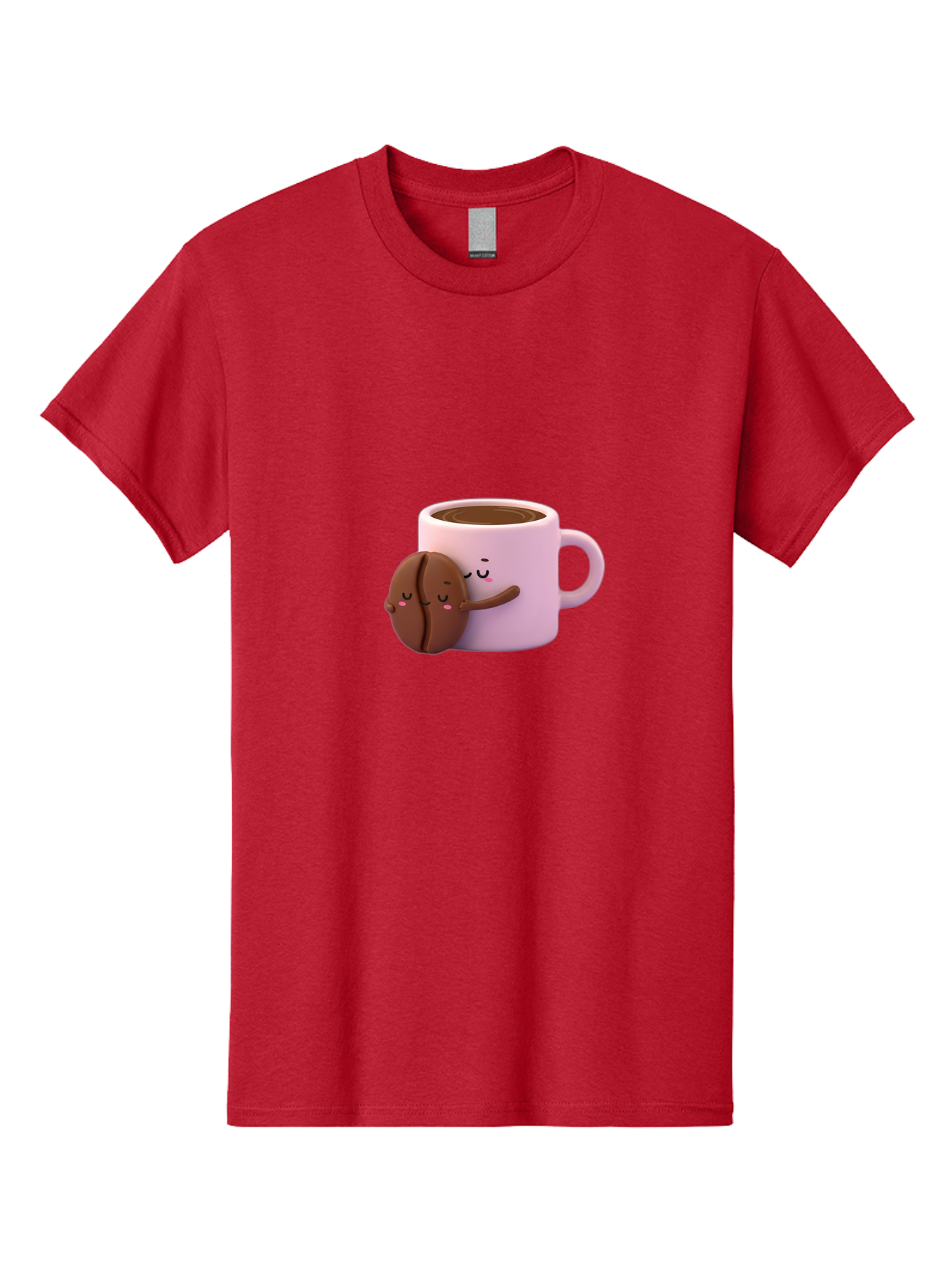 Coffee-Mug-Hugging-Cookie Men'S Graphic Tee, 100% Cotton, Comfortable Casual Summer Wear, Machine Washable, Cartoon Coffee Mug, Chocolate Chip Cookie, Kawaii Characters, Adorable Hugs, Happy Faces, Coffee Break, Sweet Treats, Yummy Goodies Bab803