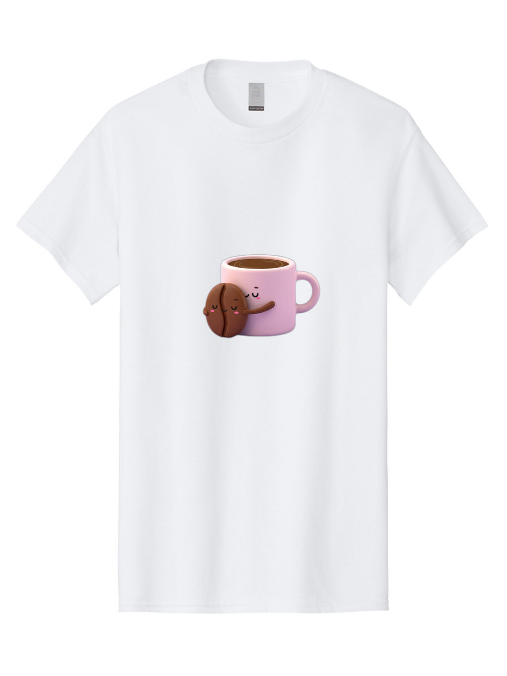 Coffee-Mug-Hugging-Cookie Men'S Graphic Tee, 100% Cotton, Comfortable Casual Summer Wear, Machine Washable, Cartoon Coffee Mug, Chocolate Chip Cookie, Kawaii Characters, Adorable Hugs, Happy Faces, Coffee Break, Sweet Treats, Yummy Goodies Bab803