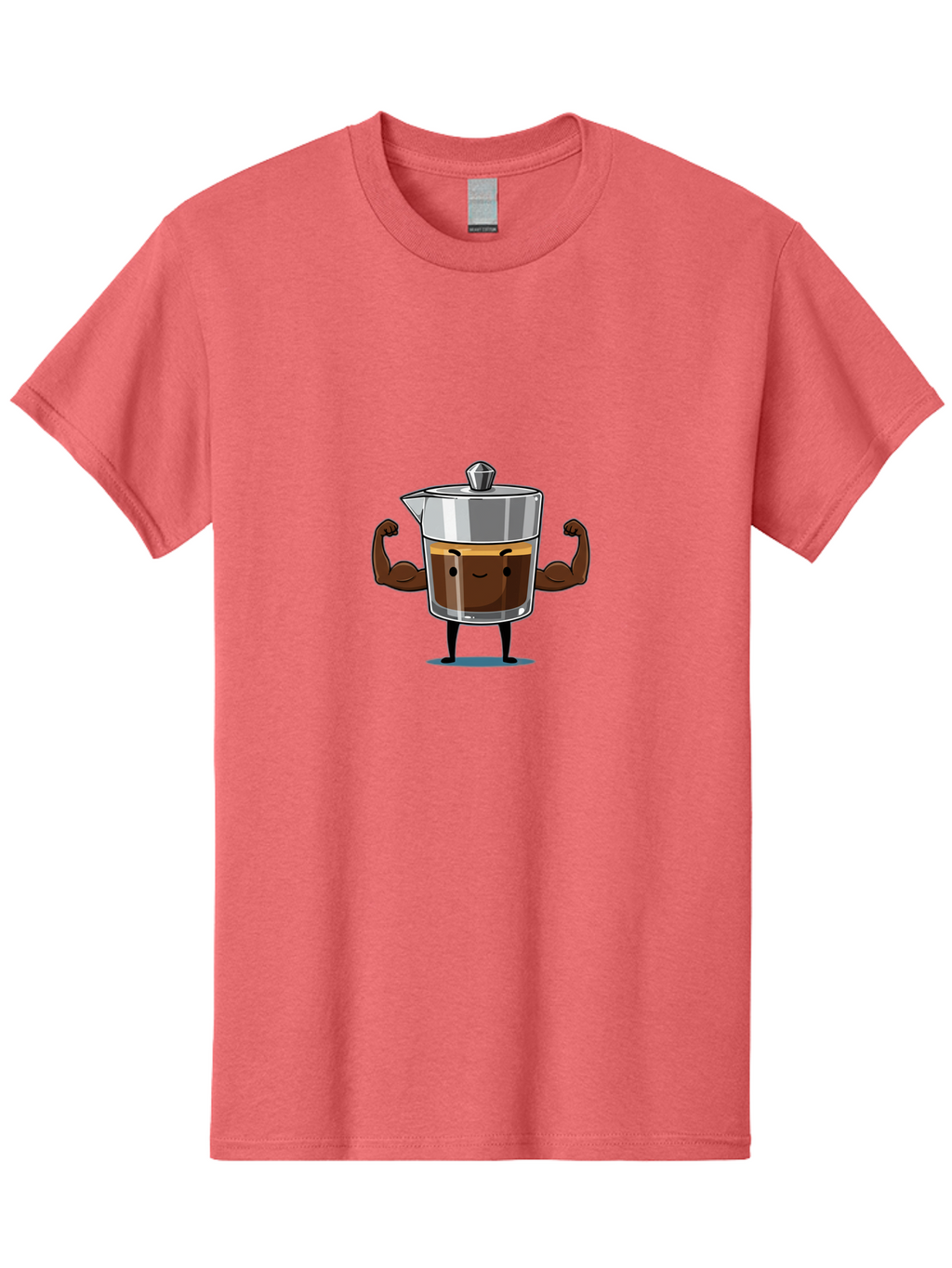 Coffee-Pot Men'S Graphic Tee, 100% Cotton, Comfortable Casual Summer Wear, Machine Washable, Coffee Pot Character, Flexing Arms, Strong Coffee, Cartoon Coffee, Humorous Design, Coffee Humor, Funny Coffee, Coffee Love, Morning Coffee Bab806