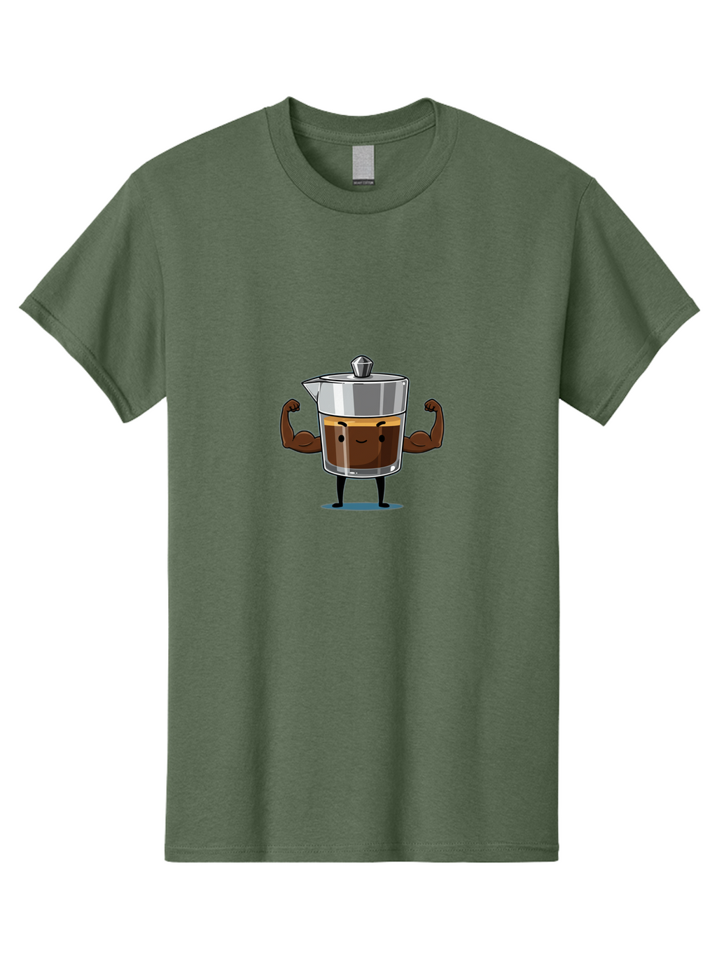 Coffee-Pot Men'S Graphic Tee, 100% Cotton, Comfortable Casual Summer Wear, Machine Washable, Coffee Pot Character, Flexing Arms, Strong Coffee, Cartoon Coffee, Humorous Design, Coffee Humor, Funny Coffee, Coffee Love, Morning Coffee Bab806