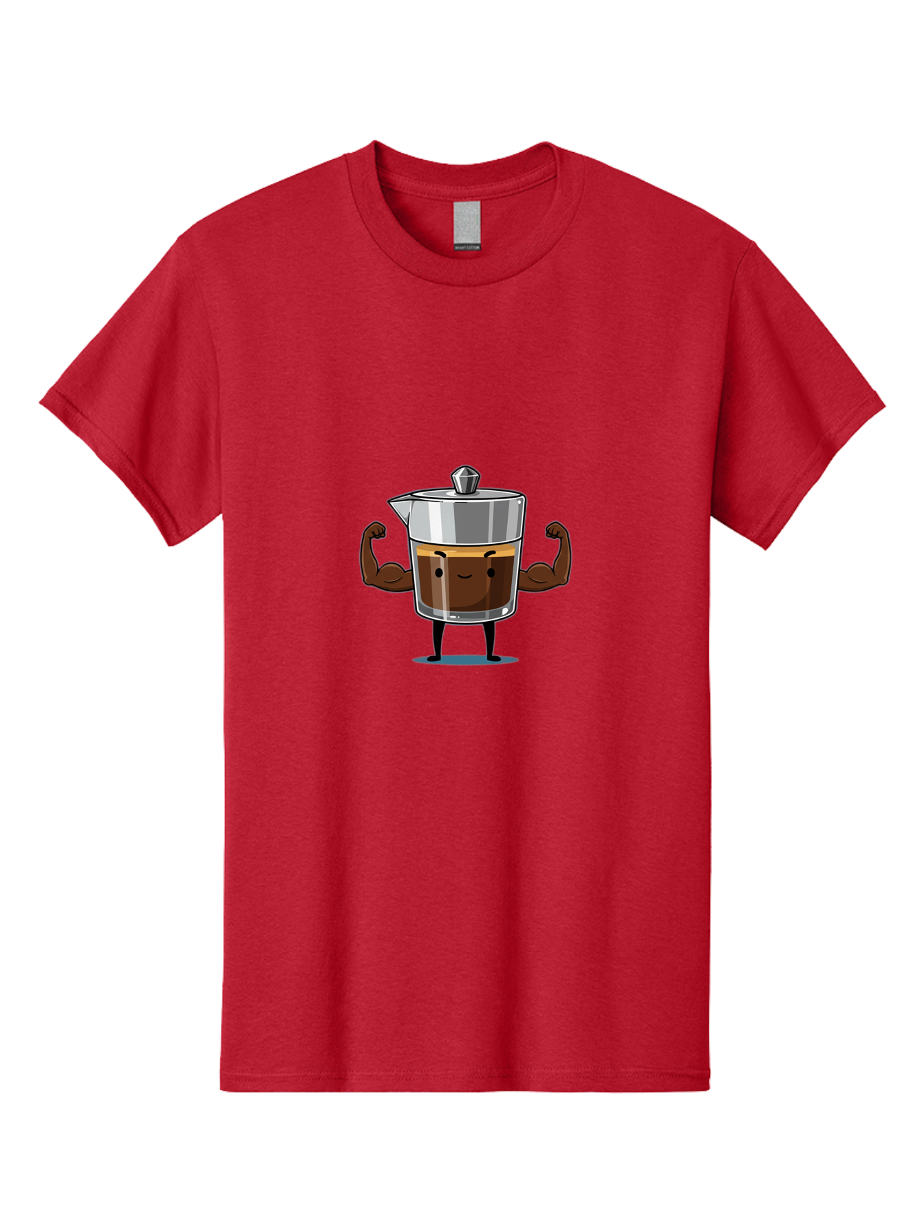 Coffee-Pot Men'S Graphic Tee, 100% Cotton, Comfortable Casual Summer Wear, Machine Washable, Coffee Pot Character, Flexing Arms, Strong Coffee, Cartoon Coffee, Humorous Design, Coffee Humor, Funny Coffee, Coffee Love, Morning Coffee Bab806
