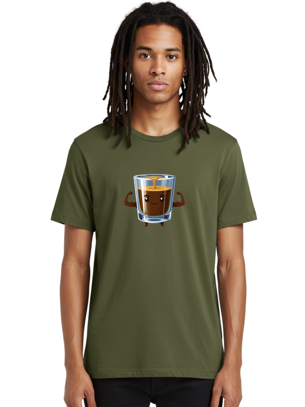 Coffee Men'S Graphic Tee, 100% Cotton, Comfortable Casual Summer Wear, Machine Washable, Cartoon Coffee, Strong Coffee, Animated Beverage, Humorous Design, Flexible Arms, Coffee Enthusiast, Cheerful Character, Coffee Lover, Funny Mascot Bab808