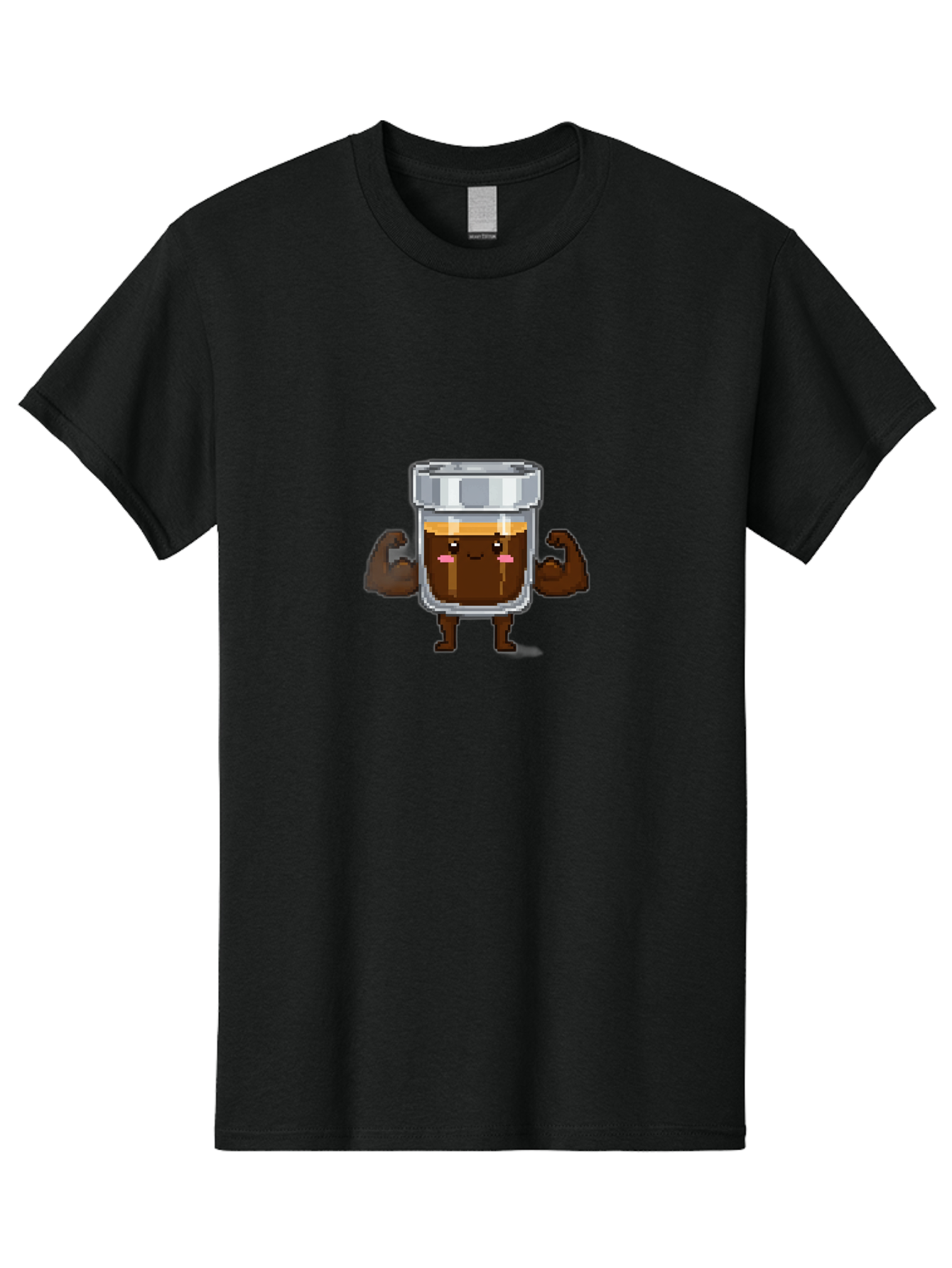 Cold-Brew Men'S Graphic Tee, 100% Cotton, Comfortable Casual Summer Wear, Machine Washable, Flexible Coffee, Coffee In A Jar, Caffeine Boost, Cartoon Character, Strong And Fit, Humorous Illustration, Pixel Art Bab809