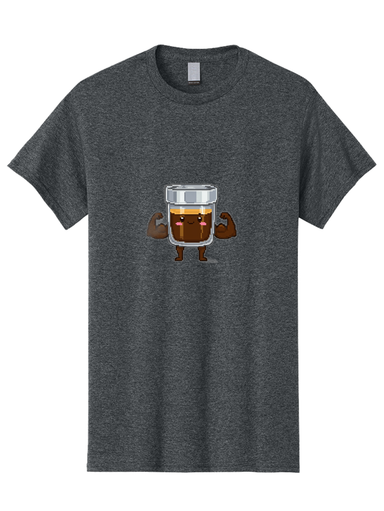 Cold-Brew Men'S Graphic Tee, 100% Cotton, Comfortable Casual Summer Wear, Machine Washable, Flexible Coffee, Coffee In A Jar, Caffeine Boost, Cartoon Character, Strong And Fit, Humorous Illustration, Pixel Art Bab809