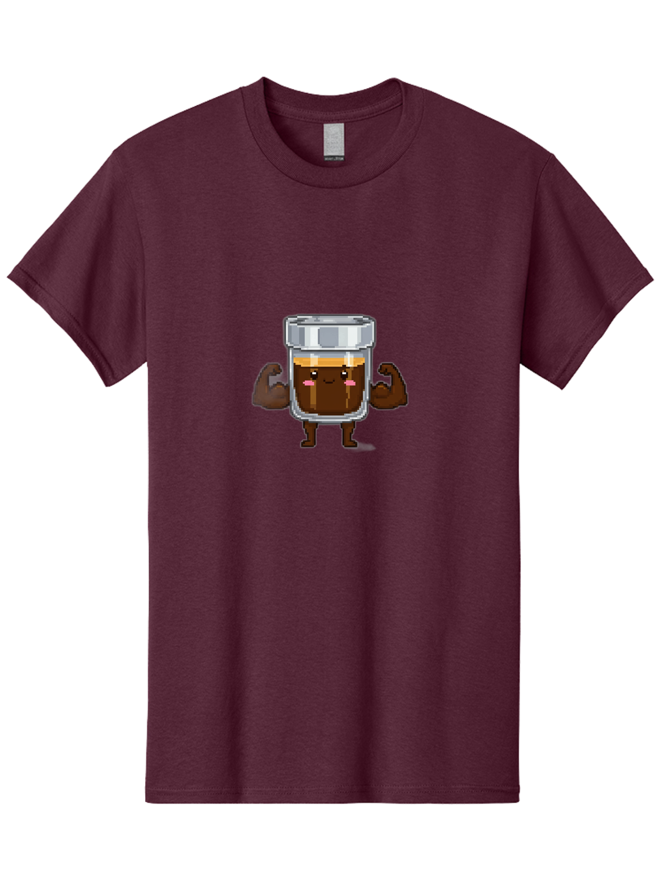 Cold-Brew Men'S Graphic Tee, 100% Cotton, Comfortable Casual Summer Wear, Machine Washable, Flexible Coffee, Coffee In A Jar, Caffeine Boost, Cartoon Character, Strong And Fit, Humorous Illustration, Pixel Art Bab809