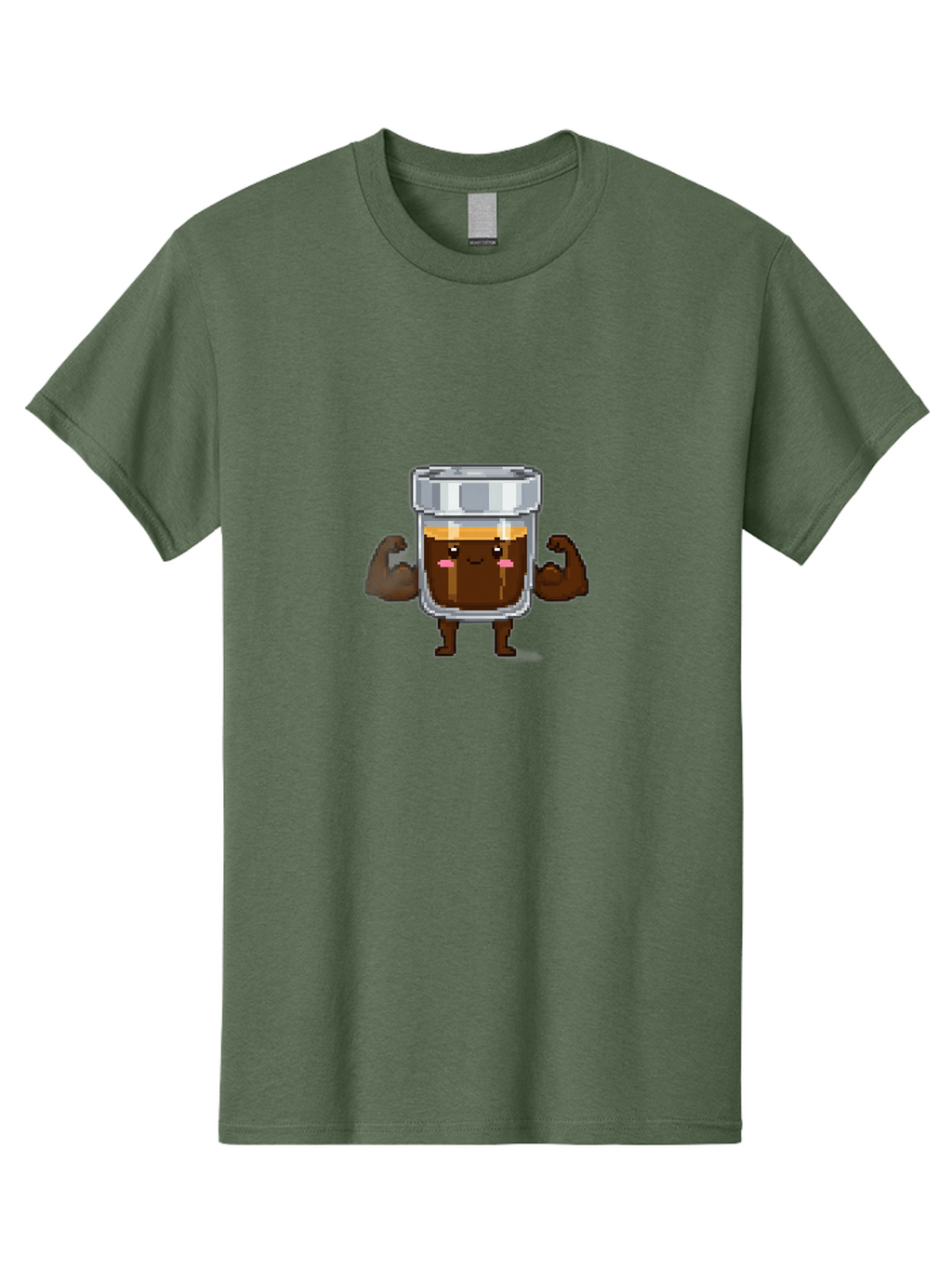 Cold-Brew Men'S Graphic Tee, 100% Cotton, Comfortable Casual Summer Wear, Machine Washable, Flexible Coffee, Coffee In A Jar, Caffeine Boost, Cartoon Character, Strong And Fit, Humorous Illustration, Pixel Art Bab809