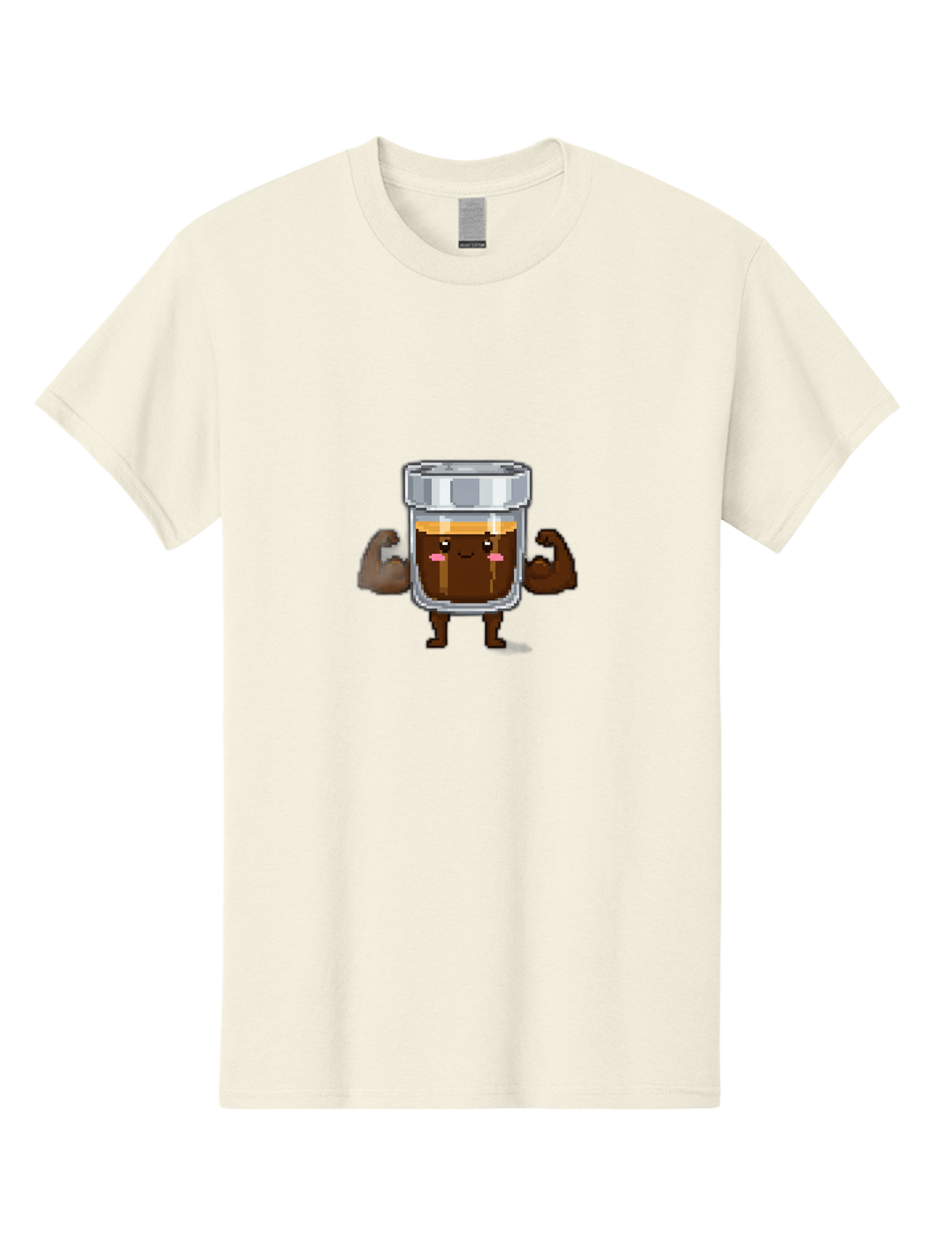 Cold-Brew Men'S Graphic Tee, 100% Cotton, Comfortable Casual Summer Wear, Machine Washable, Flexible Coffee, Coffee In A Jar, Caffeine Boost, Cartoon Character, Strong And Fit, Humorous Illustration, Pixel Art Bab809