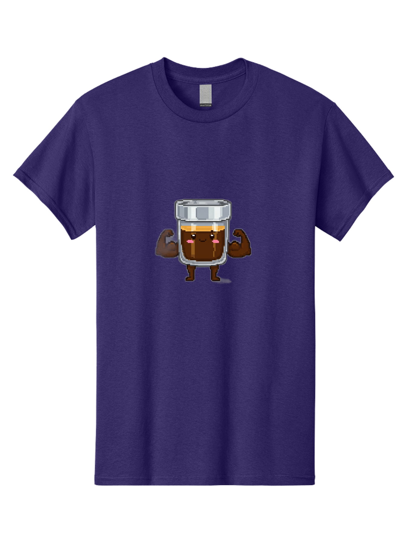 Cold-Brew Men'S Graphic Tee, 100% Cotton, Comfortable Casual Summer Wear, Machine Washable, Flexible Coffee, Coffee In A Jar, Caffeine Boost, Cartoon Character, Strong And Fit, Humorous Illustration, Pixel Art Bab809