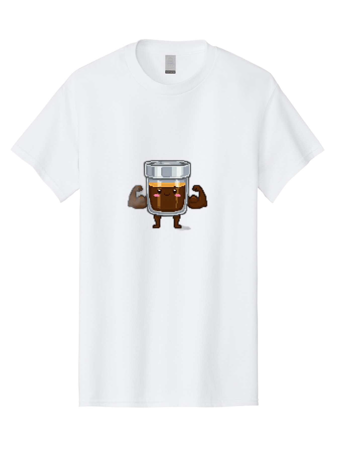 Cold-Brew Men'S Graphic Tee, 100% Cotton, Comfortable Casual Summer Wear, Machine Washable, Flexible Coffee, Coffee In A Jar, Caffeine Boost, Cartoon Character, Strong And Fit, Humorous Illustration, Pixel Art Bab809