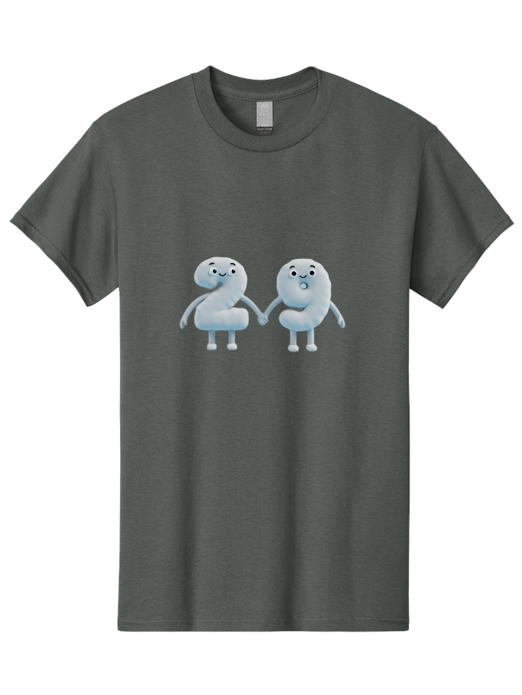 Comma-And-Full-Stop Men'S Graphic Tee, 100% Cotton, Comfortable Casual Summer Wear, Machine Washable, Cartoon Punctuation Marks, Comma And Full Stop Holding Hands, Friendly Symbols, 3D Characters, Cute Illustrations, Punctuation Personified, Bab810