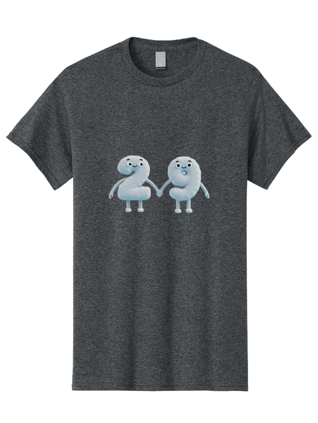 Comma-And-Full-Stop Men'S Graphic Tee, 100% Cotton, Comfortable Casual Summer Wear, Machine Washable, Cartoon Punctuation Marks, Comma And Full Stop Holding Hands, Friendly Symbols, 3D Characters, Cute Illustrations, Punctuation Personified, Bab810