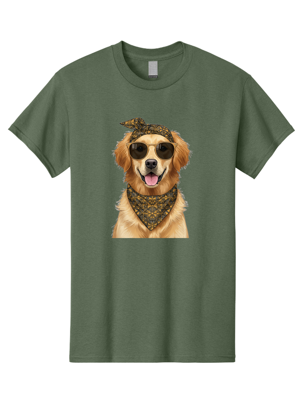 Cool-Dog-3 Men'S Graphic Tee, 100% Cotton, Comfortable Casual Summer Wear, Machine Washable, Happy Dog, Golden Retriever, Sunglasses, Bandana, Cool Dog, Furry Friend, Funky Pet, Trendy Animal, Dog Accessories, Pet Fashion Bab814