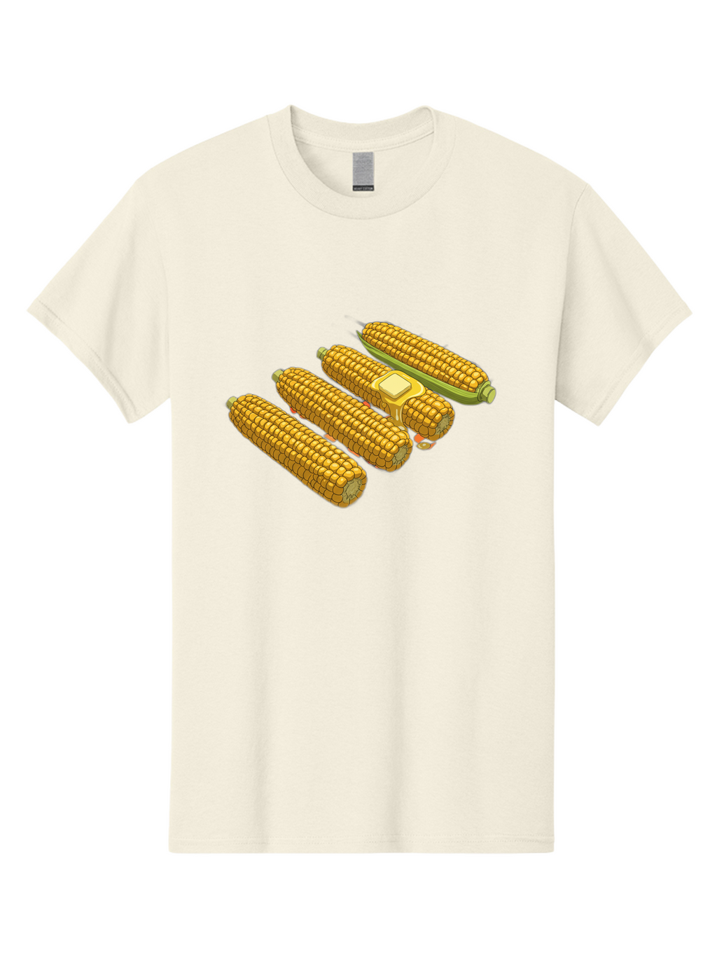Corn-On-The-Cob Men'S Graphic Tee, 100% Cotton, Comfortable Casual Summer Wear, Machine Washable, Corn On The Cob, Yellow Corn, Ear Of Corn, Corn Kernels, Corn Illustration, Food Graphic, Summer Food, Healthy Snack Bab818