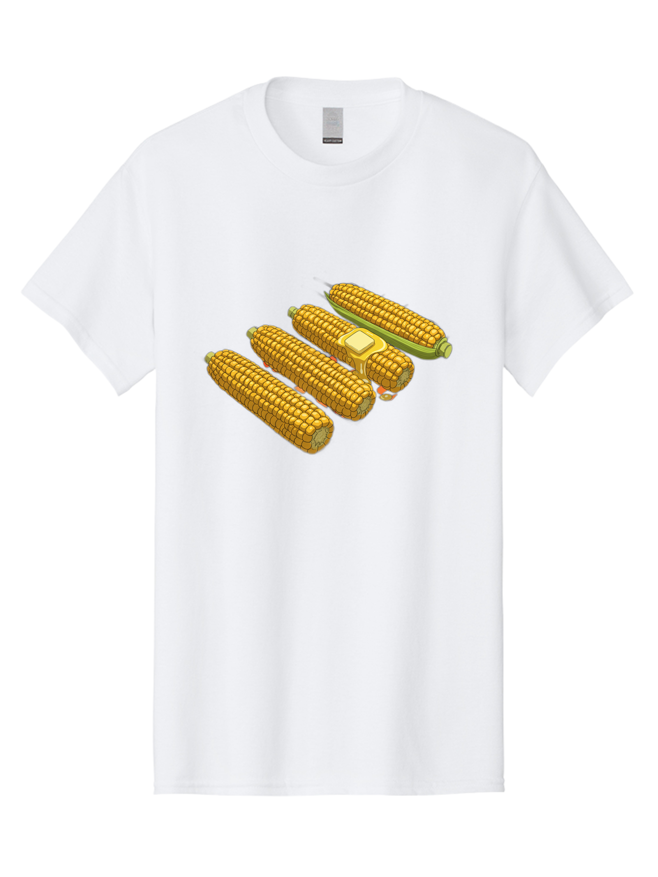 Corn-On-The-Cob Men'S Graphic Tee, 100% Cotton, Comfortable Casual Summer Wear, Machine Washable, Corn On The Cob, Yellow Corn, Ear Of Corn, Corn Kernels, Corn Illustration, Food Graphic, Summer Food, Healthy Snack Bab818