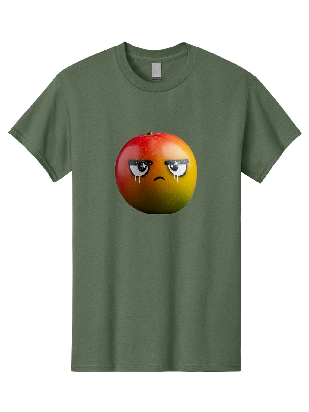 Crying-Mango-1 Men'S Graphic Tee, 100% Cotton, Comfortable Casual Summer Wear, Machine Washable, Mango With Sad Face, Crying Fruit, Distressed Expression, Emotional Fruit, Vibrant Colors, Artistic Design, Creative Illustration, Digital Art, Bab826