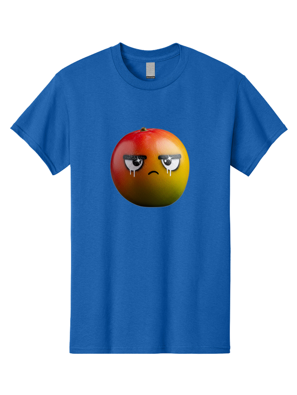Crying-Mango-1 Men'S Graphic Tee, 100% Cotton, Comfortable Casual Summer Wear, Machine Washable, Mango With Sad Face, Crying Fruit, Distressed Expression, Emotional Fruit, Vibrant Colors, Artistic Design, Creative Illustration, Digital Art, Bab826