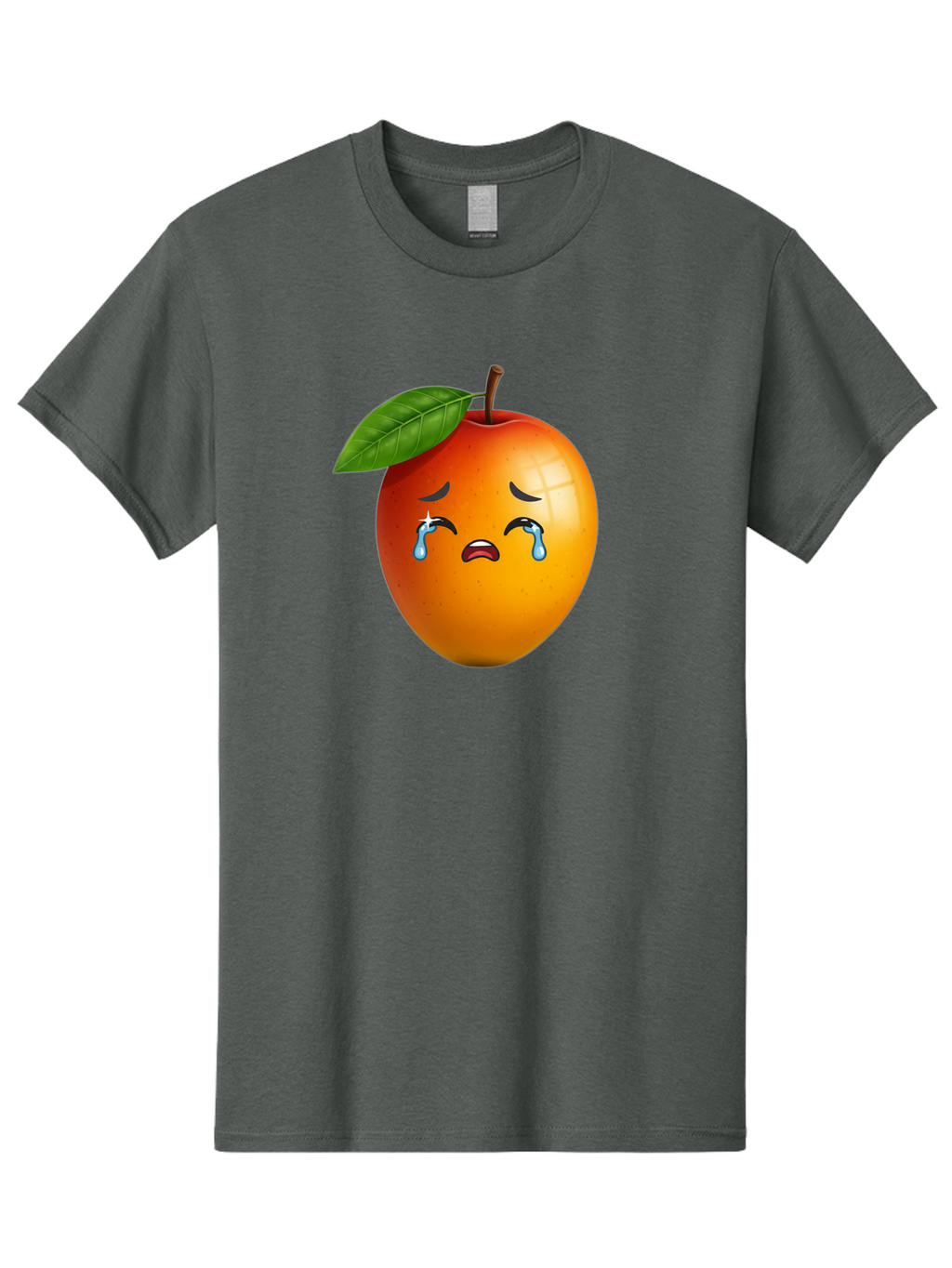 Crying-Peach Men'S Graphic Tee, 100% Cotton, Comfortable Casual Summer Wear, Machine Washable, Peach Fruit, Crying Face, Sad Expression, Tears, Sorrowful Emoji, Fruit Emoji, Emotional Face, Crying Peach, Peach With Tears Bab828