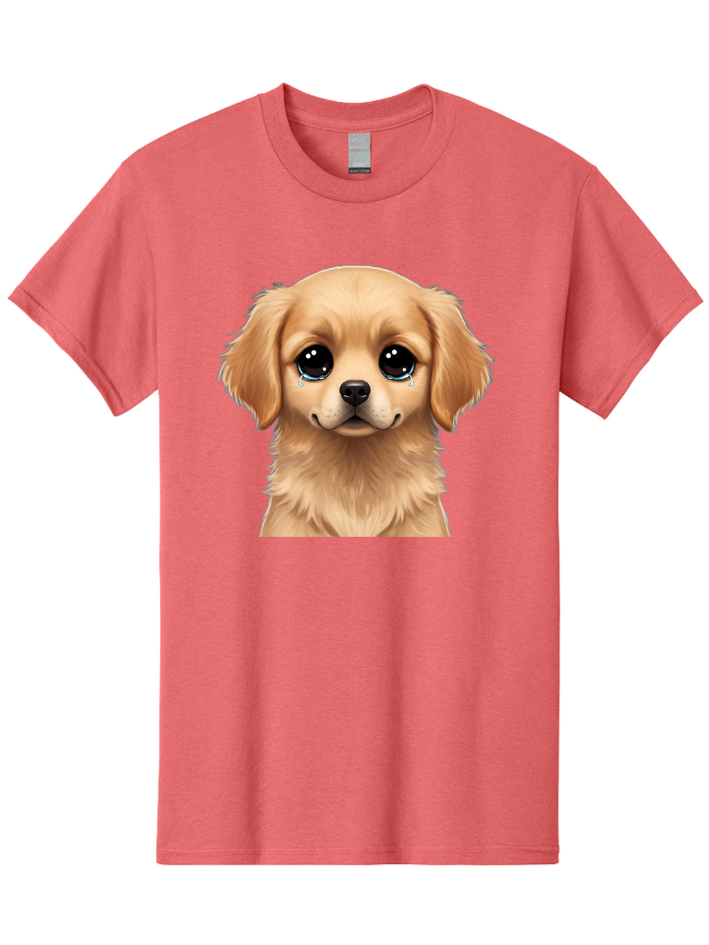 Crying-Puppy Men'S Graphic Tee, 100% Cotton, Comfortable Casual Summer Wear, Machine Washable, Sad Puppy, Crying Dog, Puppy Face, Sad Eyes, Dog Tears, Sorrowful Puppy, Adorable Puppy, Cute Dog, Dog Emotions Bab830