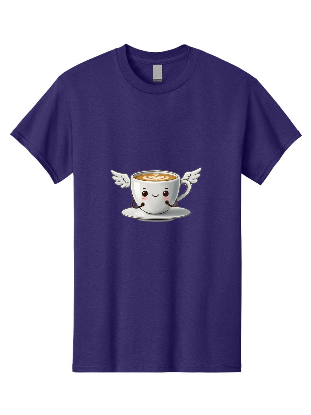 Cup-Of-Coffee-3 Men'S Graphic Tee, 100% Cotton, Comfortable Casual Summer Wear, Machine Washable, Cartoon Coffee Cup, Latte Art, Wings On Coffee Cup, Smiling Coffee, Kawaii Coffee, Cute Coffee, Coffee Character, Coffee Art, Happy Coffee Bab835