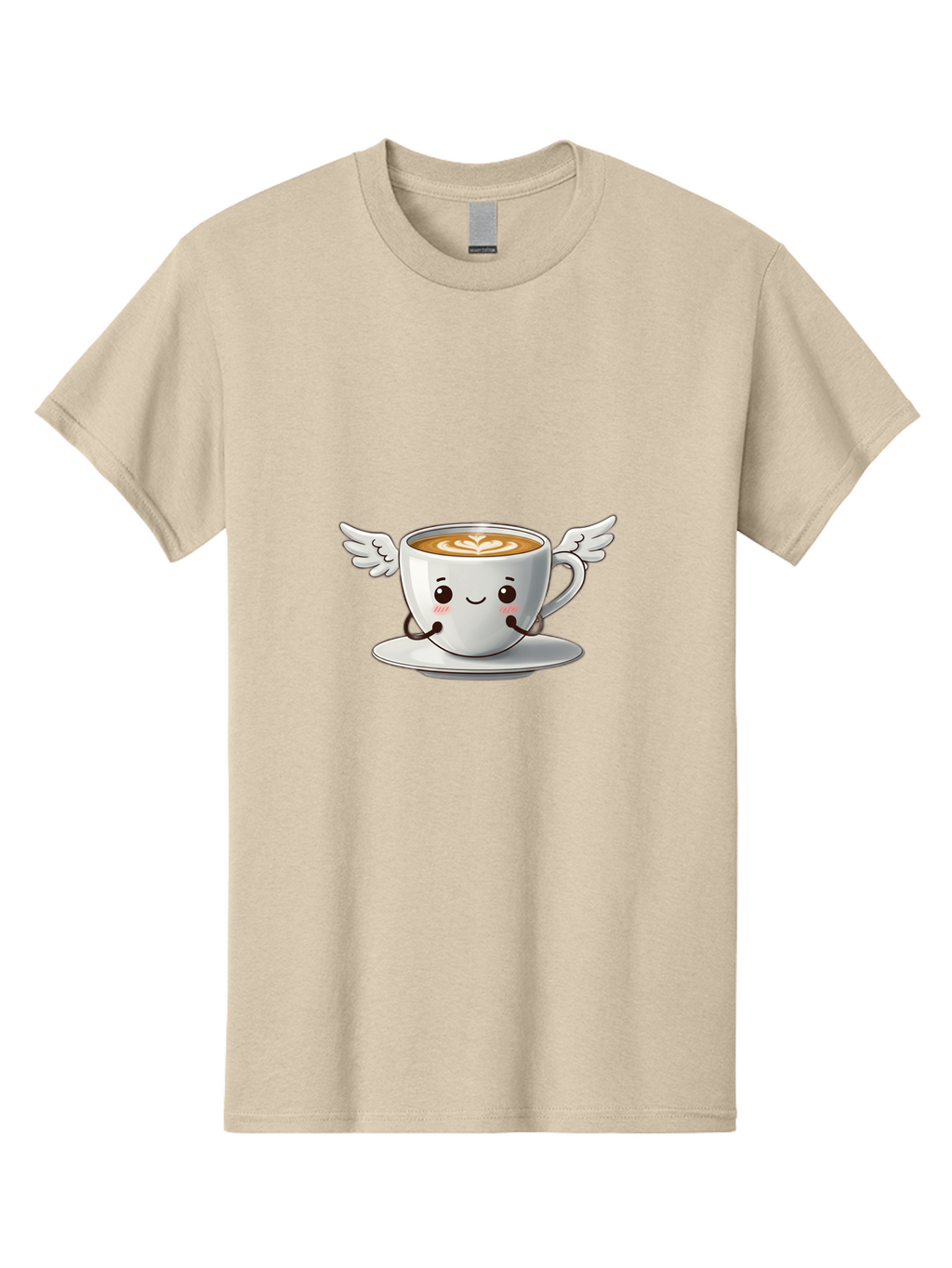 Cup-Of-Coffee-3 Men'S Graphic Tee, 100% Cotton, Comfortable Casual Summer Wear, Machine Washable, Cartoon Coffee Cup, Latte Art, Wings On Coffee Cup, Smiling Coffee, Kawaii Coffee, Cute Coffee, Coffee Character, Coffee Art, Happy Coffee Bab835