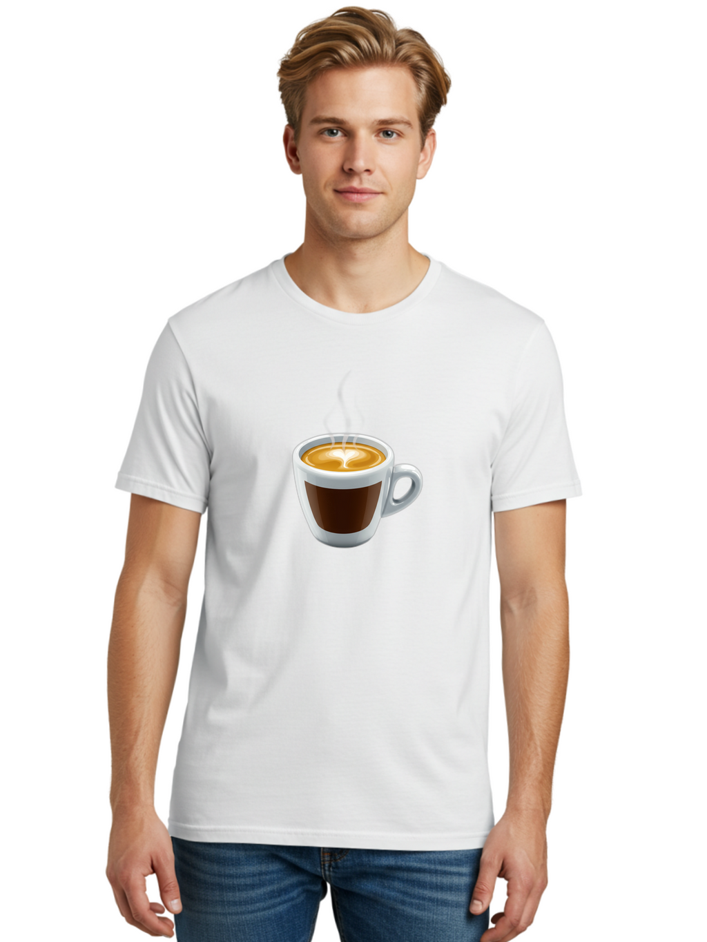 Cup-Of-Coffee-4 Men'S Graphic Tee, 100% Cotton, Comfortable Casual Summer Wear, Machine Washable, Coffee Cup, Espresso, Latte Art, Steaming Hot, Morning Coffee, Caffeine, Coffee Break Bab836