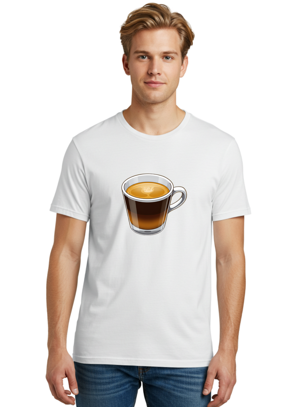 Cup-Of-Coffee-5 Men'S Graphic Tee, 100% Cotton, Comfortable Casual Summer Wear, Machine Washable, Coffee In A Mug, Espresso Cup, Coffee Beverage, Morning Coffee, Caffeine Drink, Hot Beverage, Coffee Culture Bab837