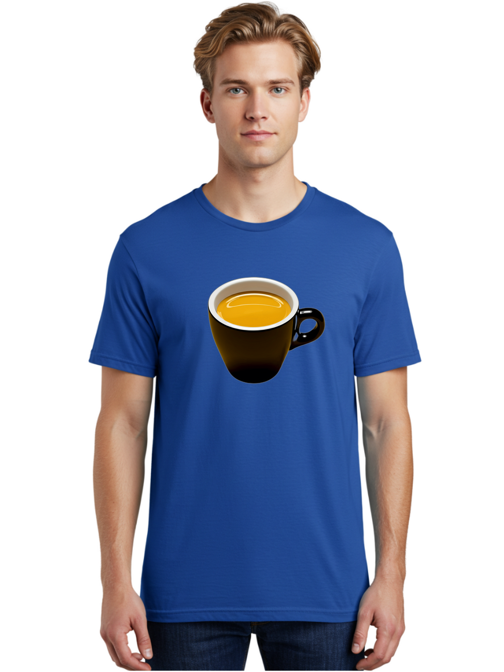 Cup-Of-Tea Men'S Graphic Tee, 100% Cotton, Comfortable Casual Summer Wear, Machine Washable, Black Tea Cup, Yellow Tea, Coffee Mug, Morning Beverage, Relaxing Drink, Cozy Atmosphere, Tea Time, Warm Beverage, Soothing Tea Bab841