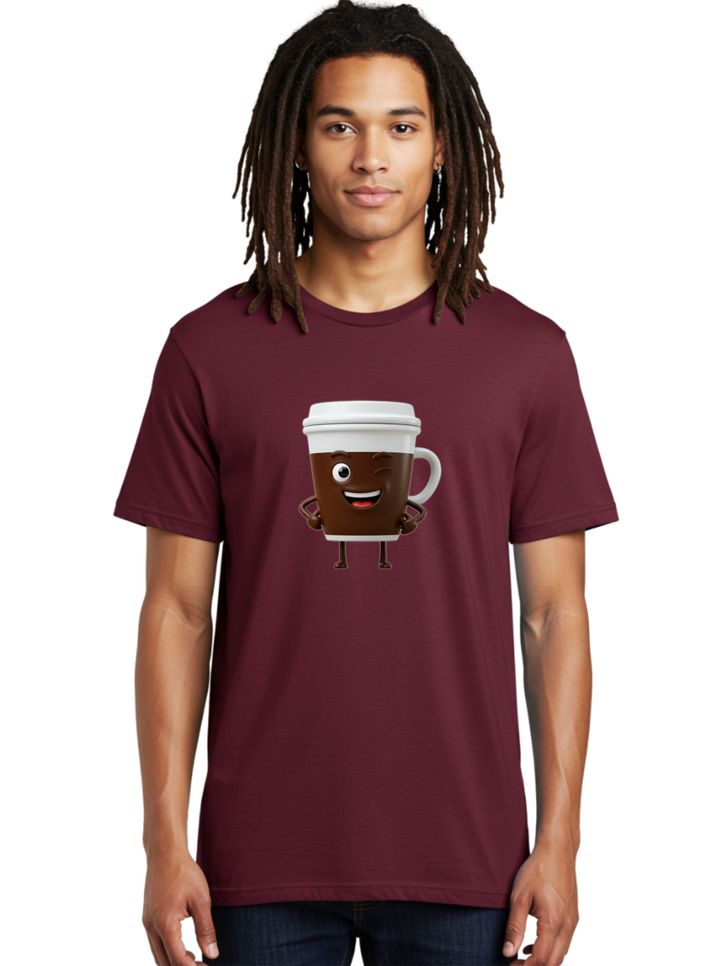 Cyclops-Coffee Men'S Graphic Tee, 100% Cotton, Comfortable Casual Summer Wear, Machine Washable, Cartoon Coffee Cup, Happy Expression, Coffee Culture, Morning Pick-Me-Up, Beverage Character, Funny Face, Playful Design, Coffee Lover, To-Go Cup Bab849