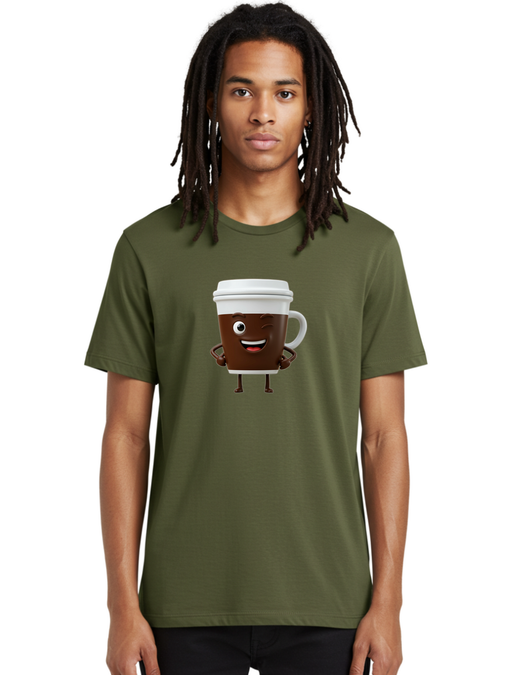 Cyclops-Coffee Men'S Graphic Tee, 100% Cotton, Comfortable Casual Summer Wear, Machine Washable, Cartoon Coffee Cup, Happy Expression, Coffee Culture, Morning Pick-Me-Up, Beverage Character, Funny Face, Playful Design, Coffee Lover, To-Go Cup Bab849