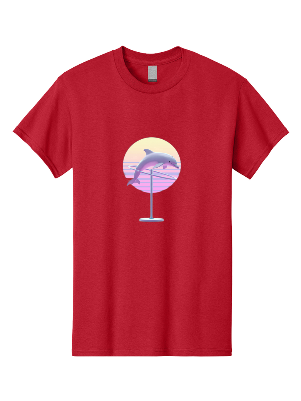 Dolphin-Spin-Art Men'S Graphic Tee, 100% Cotton, Comfortable Casual Summer Wear, Machine Washable, Dolphin Leaping, Ocean Scenery, Pastel Colors, Abstract Art, Surrealism, 3D Illustration, Creative Design, Modern Artwork, Minimalist Style, Bab866