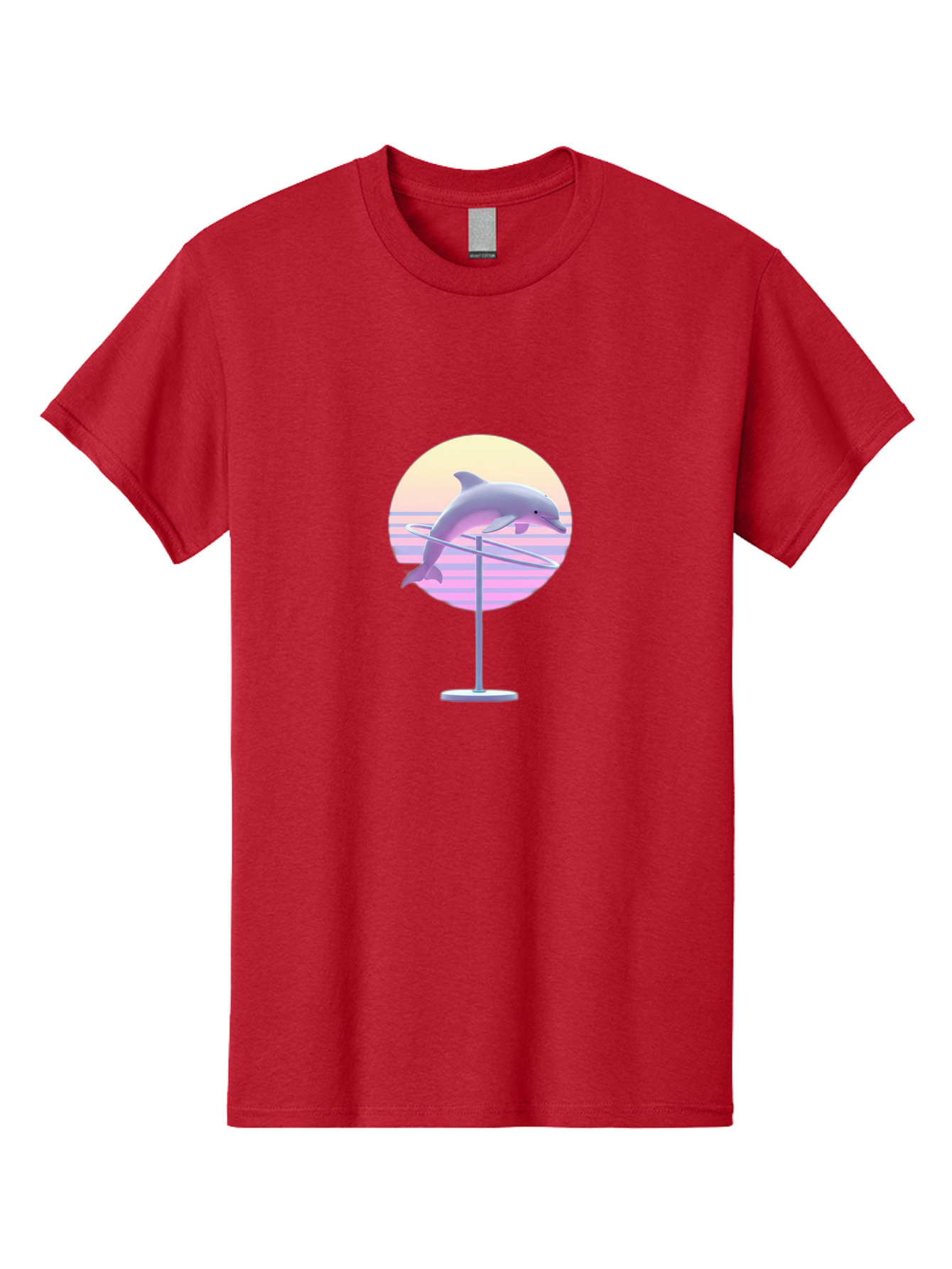 Dolphin-Spin-Art Men'S Graphic Tee, 100% Cotton, Comfortable Casual Summer Wear, Machine Washable, Dolphin Leaping, Ocean Scenery, Pastel Colors, Abstract Art, Surrealism, 3D Illustration, Creative Design, Modern Artwork, Minimalist Style, Bab866