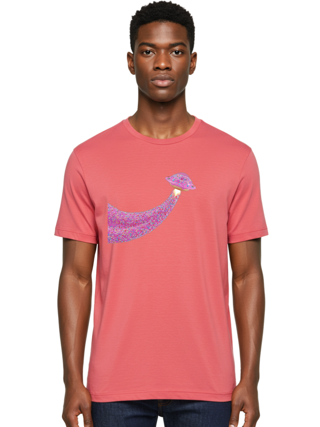 Donut-Banana Men'S Graphic Tee, 100% Cotton, Comfortable Casual Summer Wear, Machine Washable, Donut Topped Banana, Sprinkles On Banana, Sweet Treats, Colorful Dessert, Whimsical Design, Fun Illustration, Pastel Colors, Playful Art, Bab867