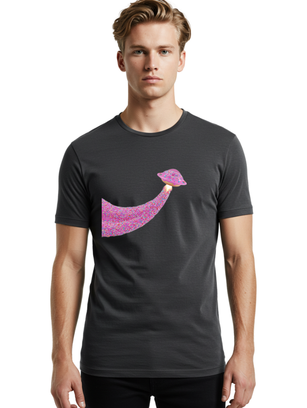 Donut-Banana Men'S Graphic Tee, 100% Cotton, Comfortable Casual Summer Wear, Machine Washable, Donut Topped Banana, Sprinkles On Banana, Sweet Treats, Colorful Dessert, Whimsical Design, Fun Illustration, Pastel Colors, Playful Art, Bab867