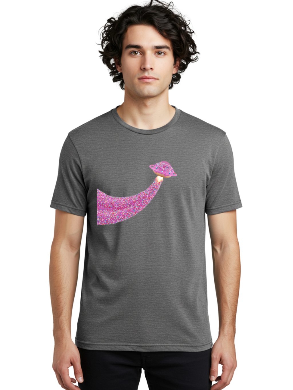 Donut-Banana Men'S Graphic Tee, 100% Cotton, Comfortable Casual Summer Wear, Machine Washable, Donut Topped Banana, Sprinkles On Banana, Sweet Treats, Colorful Dessert, Whimsical Design, Fun Illustration, Pastel Colors, Playful Art, Bab867