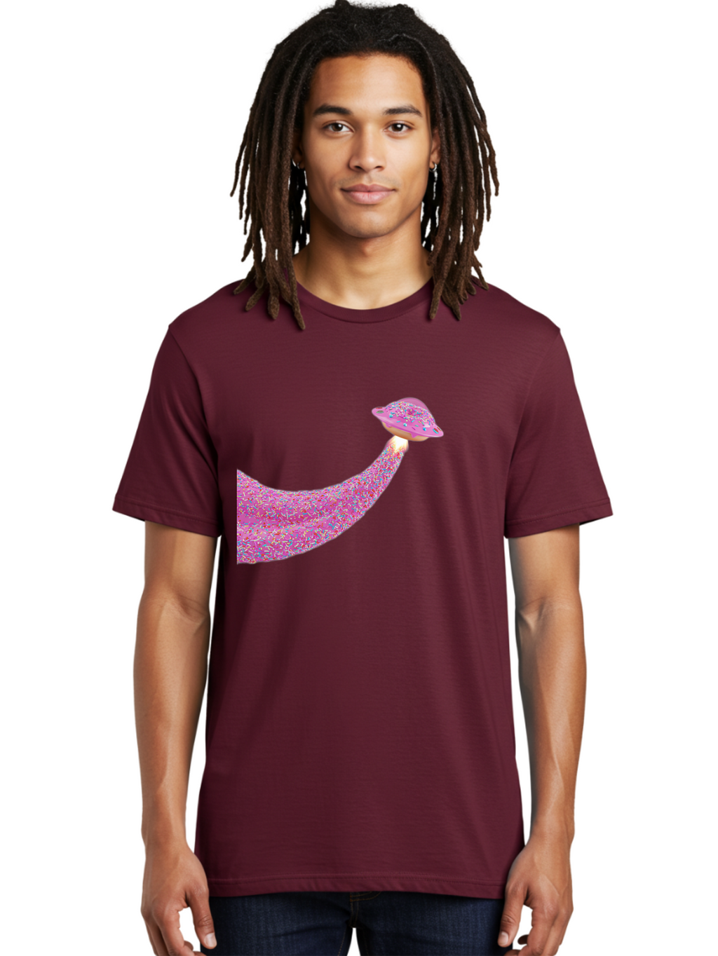 Donut-Banana Men'S Graphic Tee, 100% Cotton, Comfortable Casual Summer Wear, Machine Washable, Donut Topped Banana, Sprinkles On Banana, Sweet Treats, Colorful Dessert, Whimsical Design, Fun Illustration, Pastel Colors, Playful Art, Bab867