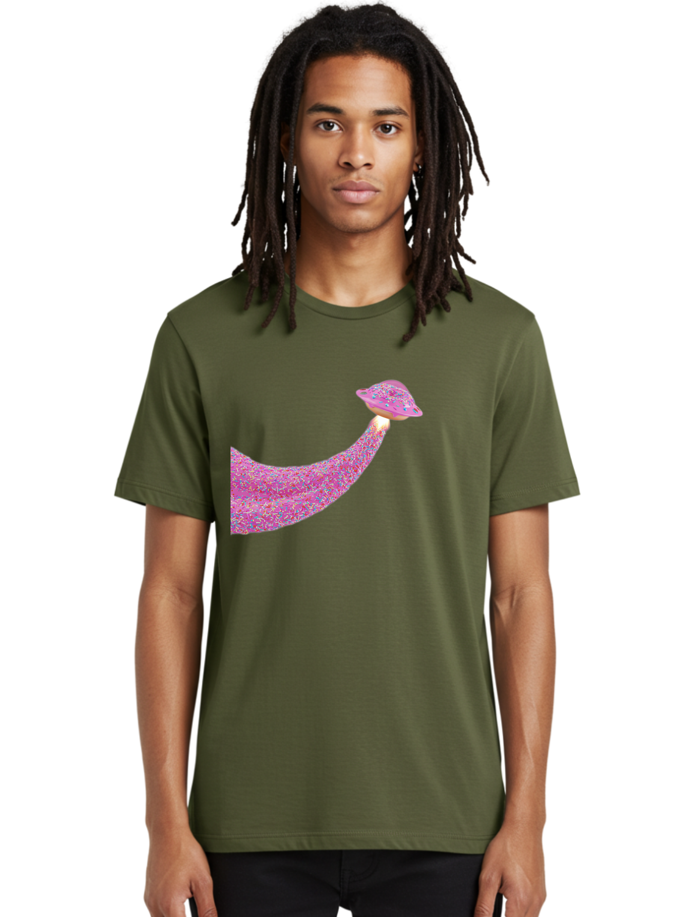 Donut-Banana Men'S Graphic Tee, 100% Cotton, Comfortable Casual Summer Wear, Machine Washable, Donut Topped Banana, Sprinkles On Banana, Sweet Treats, Colorful Dessert, Whimsical Design, Fun Illustration, Pastel Colors, Playful Art, Bab867