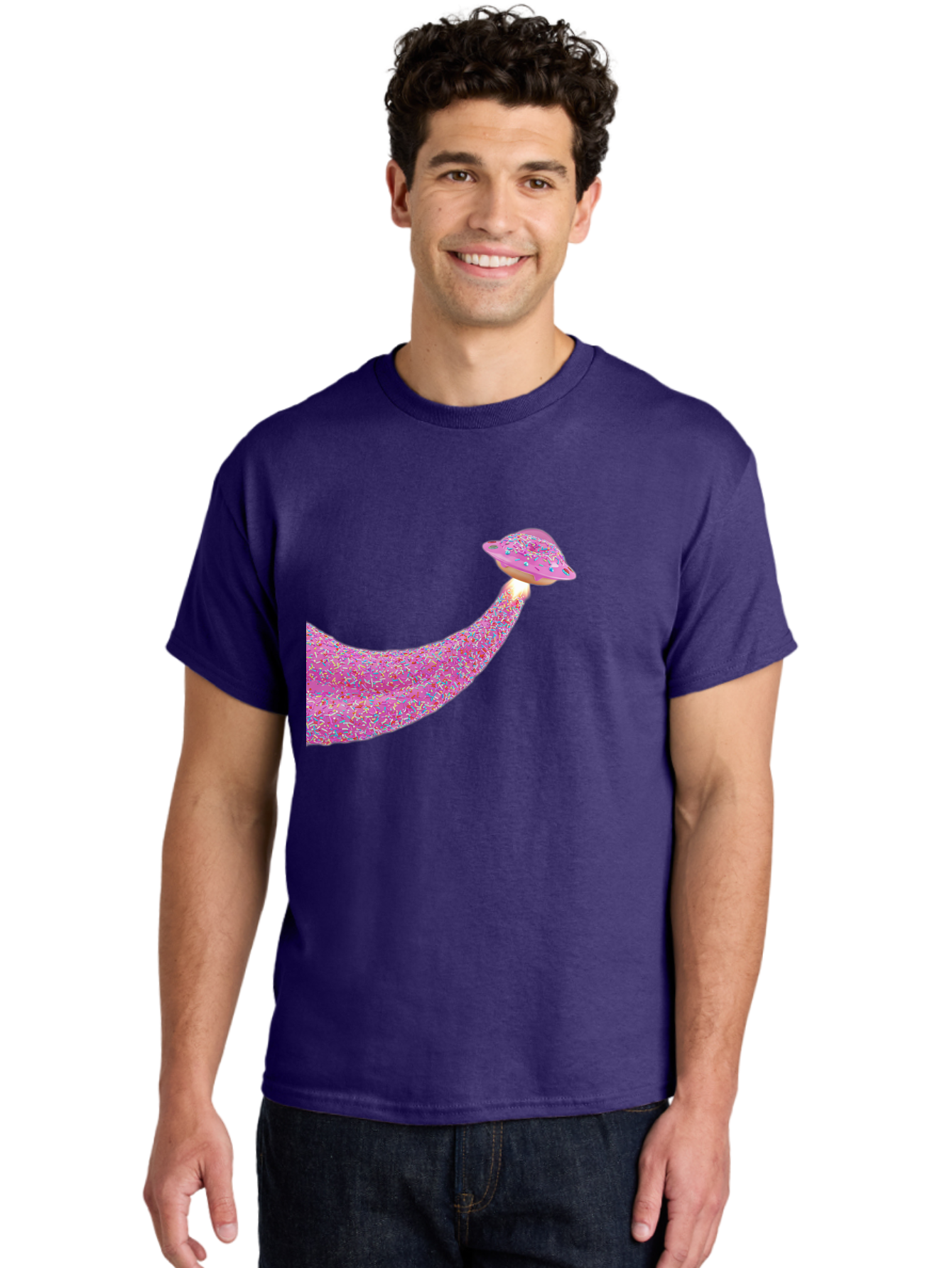 Donut-Banana Men'S Graphic Tee, 100% Cotton, Comfortable Casual Summer Wear, Machine Washable, Donut Topped Banana, Sprinkles On Banana, Sweet Treats, Colorful Dessert, Whimsical Design, Fun Illustration, Pastel Colors, Playful Art, Bab867