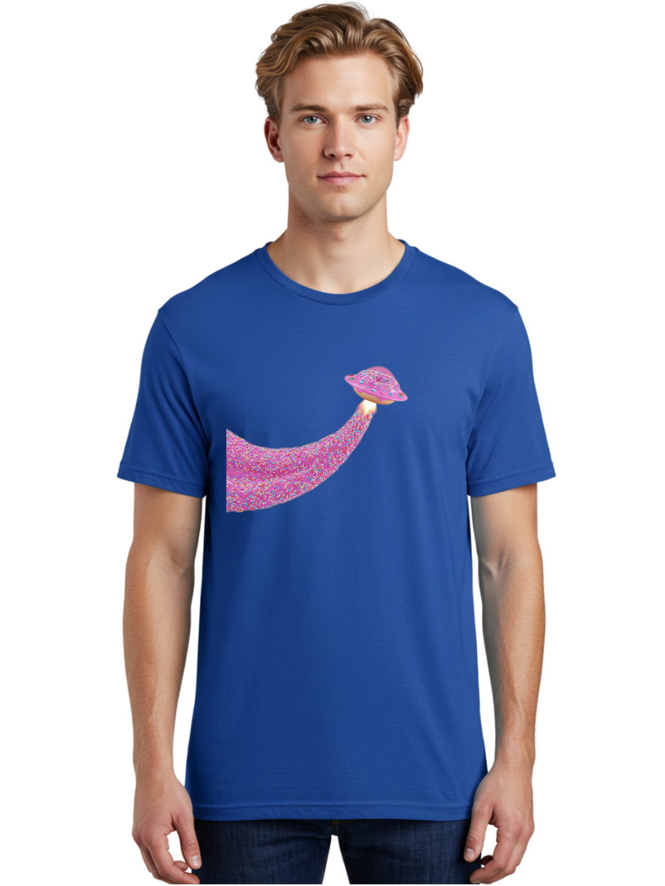 Donut-Banana Men'S Graphic Tee, 100% Cotton, Comfortable Casual Summer Wear, Machine Washable, Donut Topped Banana, Sprinkles On Banana, Sweet Treats, Colorful Dessert, Whimsical Design, Fun Illustration, Pastel Colors, Playful Art, Bab867