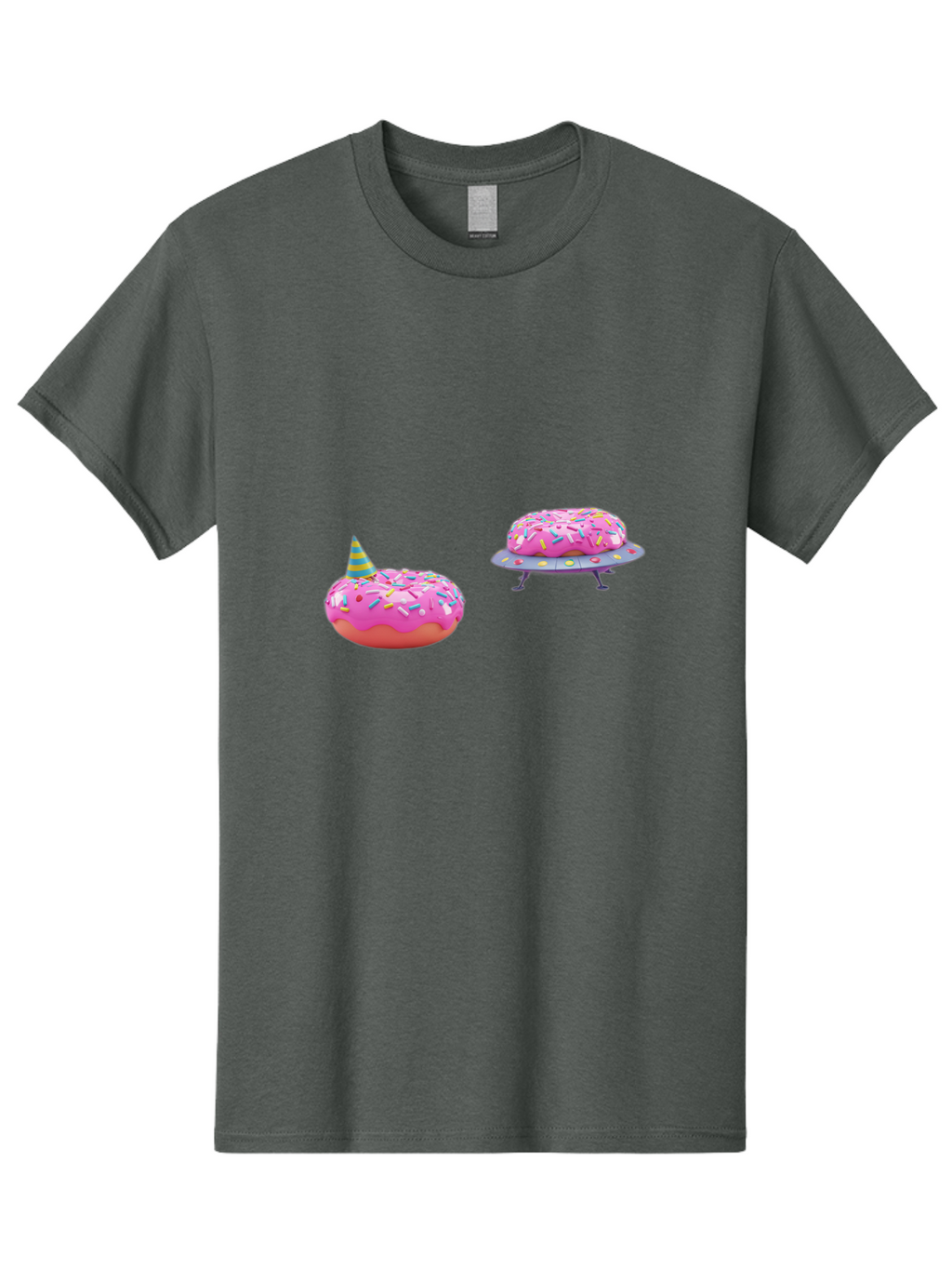Donut-Party Men'S Graphic Tee, 100% Cotton, Comfortable Casual Summer Wear, Machine Washable, Pink Donut Inflatables, Donut Shaped Pool Floats, Colorful Sprinkles, Party Hat, Whimsical Decor, Fun Accessories, Retro Style, Summer Vibes Bab869