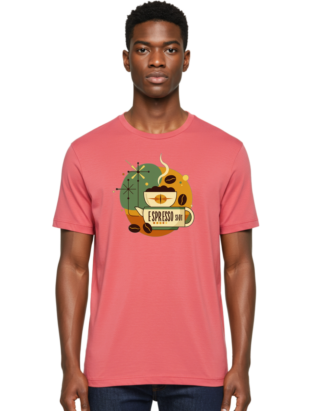 Espresso-Shot-1 Men'S Graphic Tee, 100% Cotton, Comfortable Casual Summer Wear, Machine Washable, Espresso Cup, Coffee Beans, Steaming Hot, Morning Coffee, Caffeine Boost, Coffee Break, Coffee Culture, Coffee Art, Coffee Design Bab891