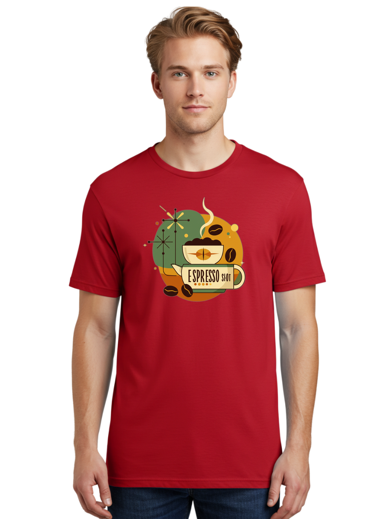Espresso-Shot-1 Men'S Graphic Tee, 100% Cotton, Comfortable Casual Summer Wear, Machine Washable, Espresso Cup, Coffee Beans, Steaming Hot, Morning Coffee, Caffeine Boost, Coffee Break, Coffee Culture, Coffee Art, Coffee Design Bab891