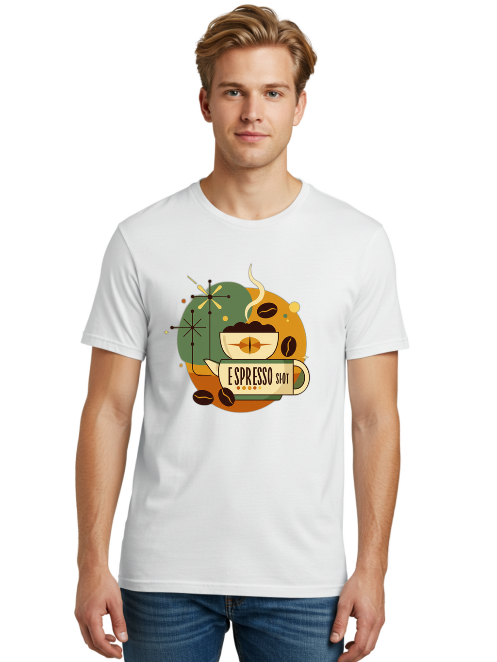 Espresso-Shot-1 Men'S Graphic Tee, 100% Cotton, Comfortable Casual Summer Wear, Machine Washable, Espresso Cup, Coffee Beans, Steaming Hot, Morning Coffee, Caffeine Boost, Coffee Break, Coffee Culture, Coffee Art, Coffee Design Bab891