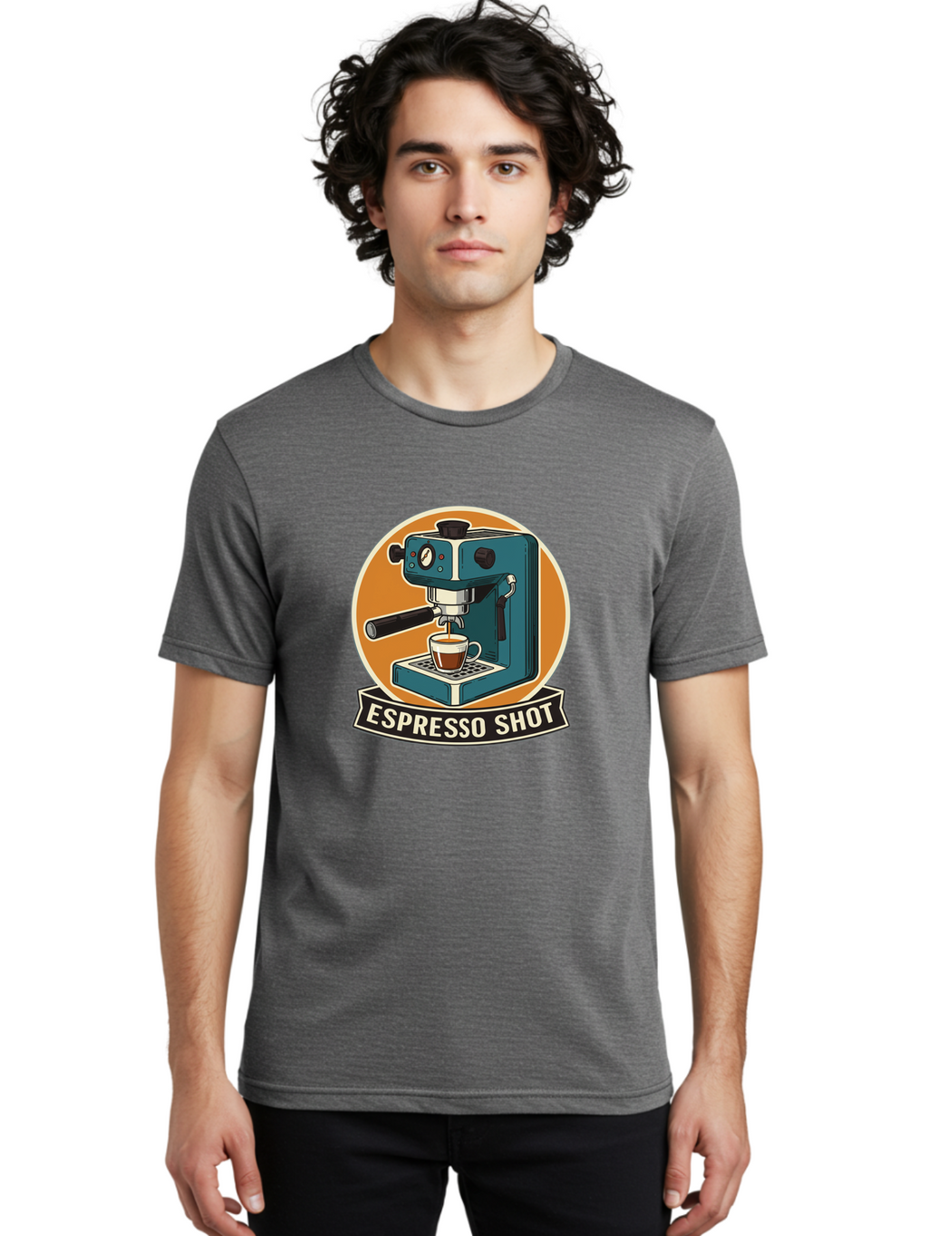 Espresso-Shot Men'S Graphic Tee, 100% Cotton, Comfortable Casual Summer Wear, Machine Washable, Espresso Machine, Coffee Maker, Espresso Shot, Coffee Cup, Coffee Brewing, Coffee Art Bab893