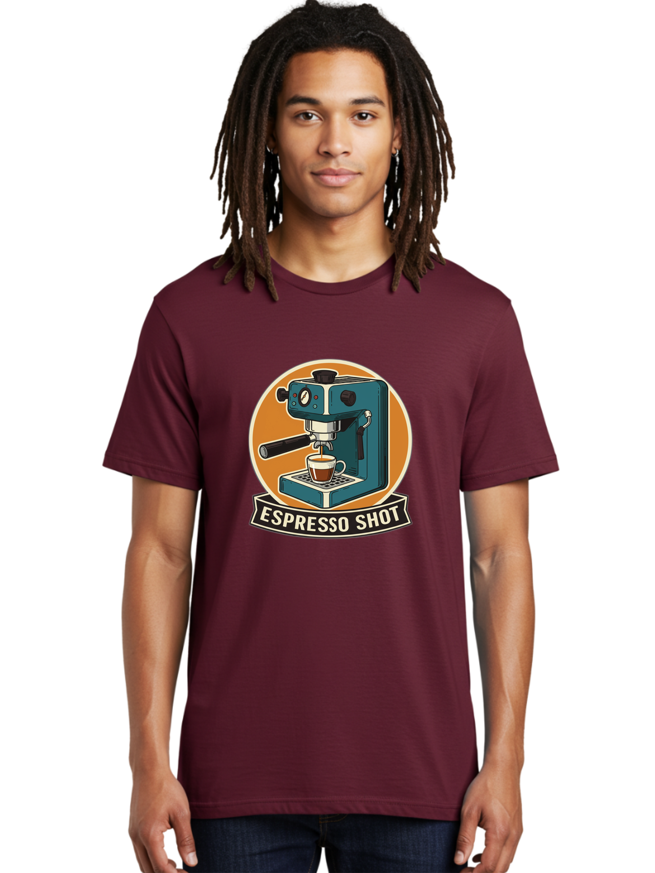 Espresso-Shot Men'S Graphic Tee, 100% Cotton, Comfortable Casual Summer Wear, Machine Washable, Espresso Machine, Coffee Maker, Espresso Shot, Coffee Cup, Coffee Brewing, Coffee Art Bab893