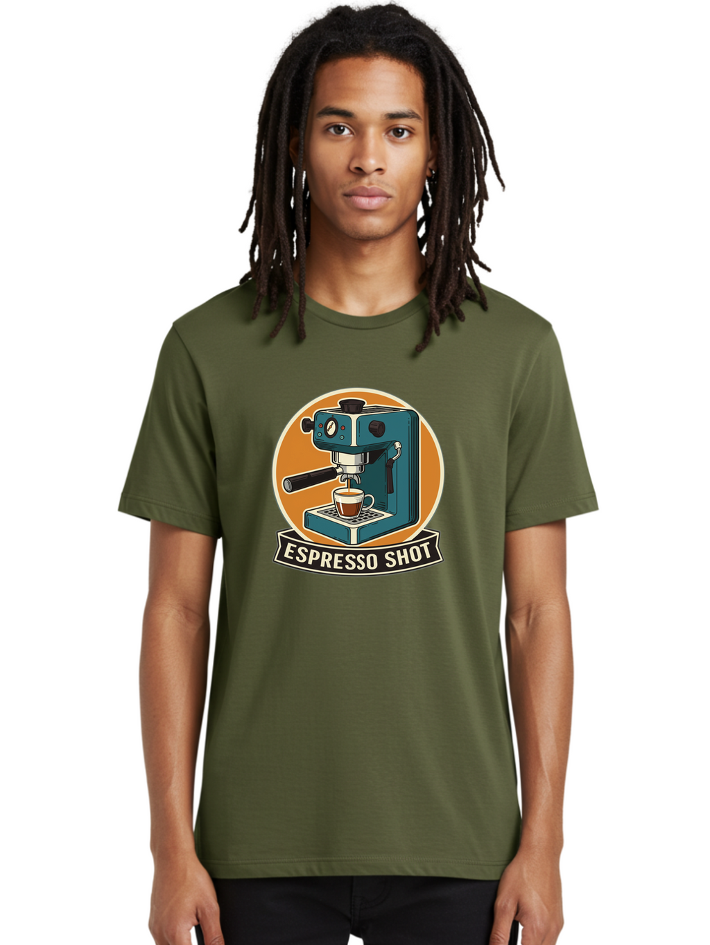 Espresso-Shot Men'S Graphic Tee, 100% Cotton, Comfortable Casual Summer Wear, Machine Washable, Espresso Machine, Coffee Maker, Espresso Shot, Coffee Cup, Coffee Brewing, Coffee Art Bab893