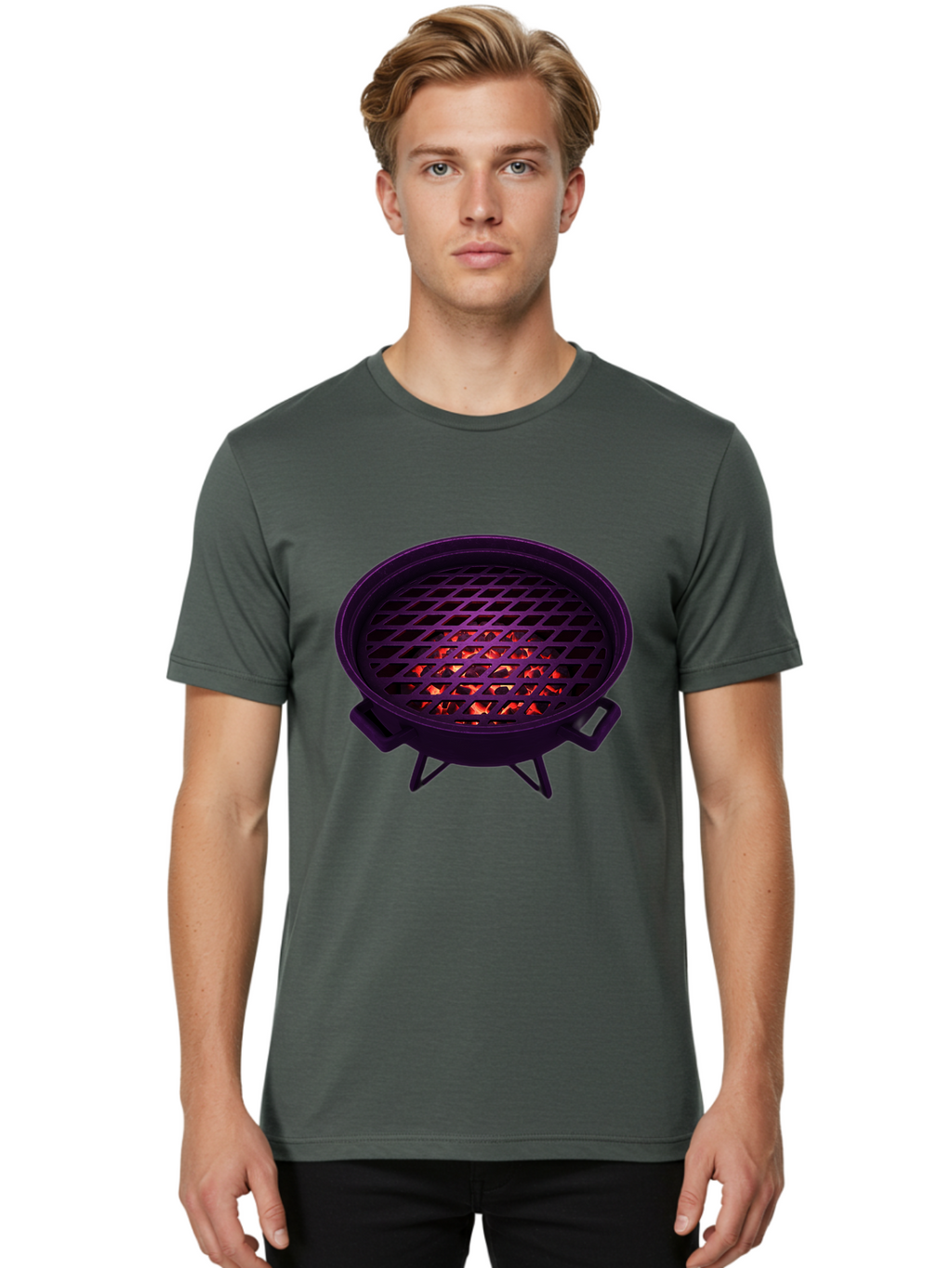 Fire-Pit Men'S Graphic Tee, 100% Cotton, Comfortable Casual Summer Wear, Machine Washable, Fire Pit, Grill Grate, Burning Coals, Outdoor Cooking, Camping Gear, Barbecue, Grill, Outdoor Fire Bab903